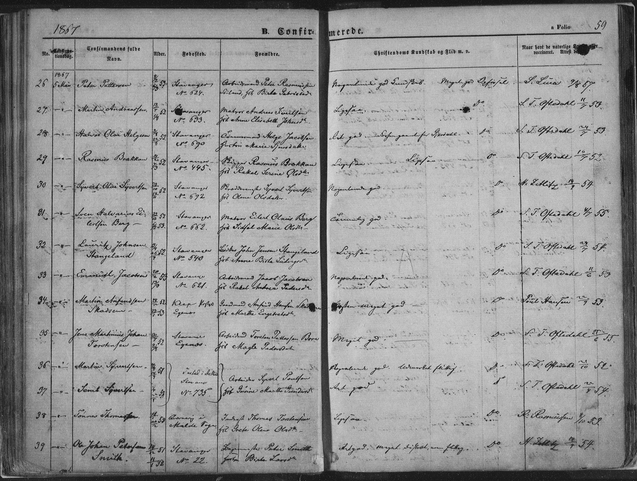 Domkirken sokneprestkontor, AV/SAST-A-101812/001/30/30BA/L0018: Parish register (official) no. A 17, 1857-1877, p. 59