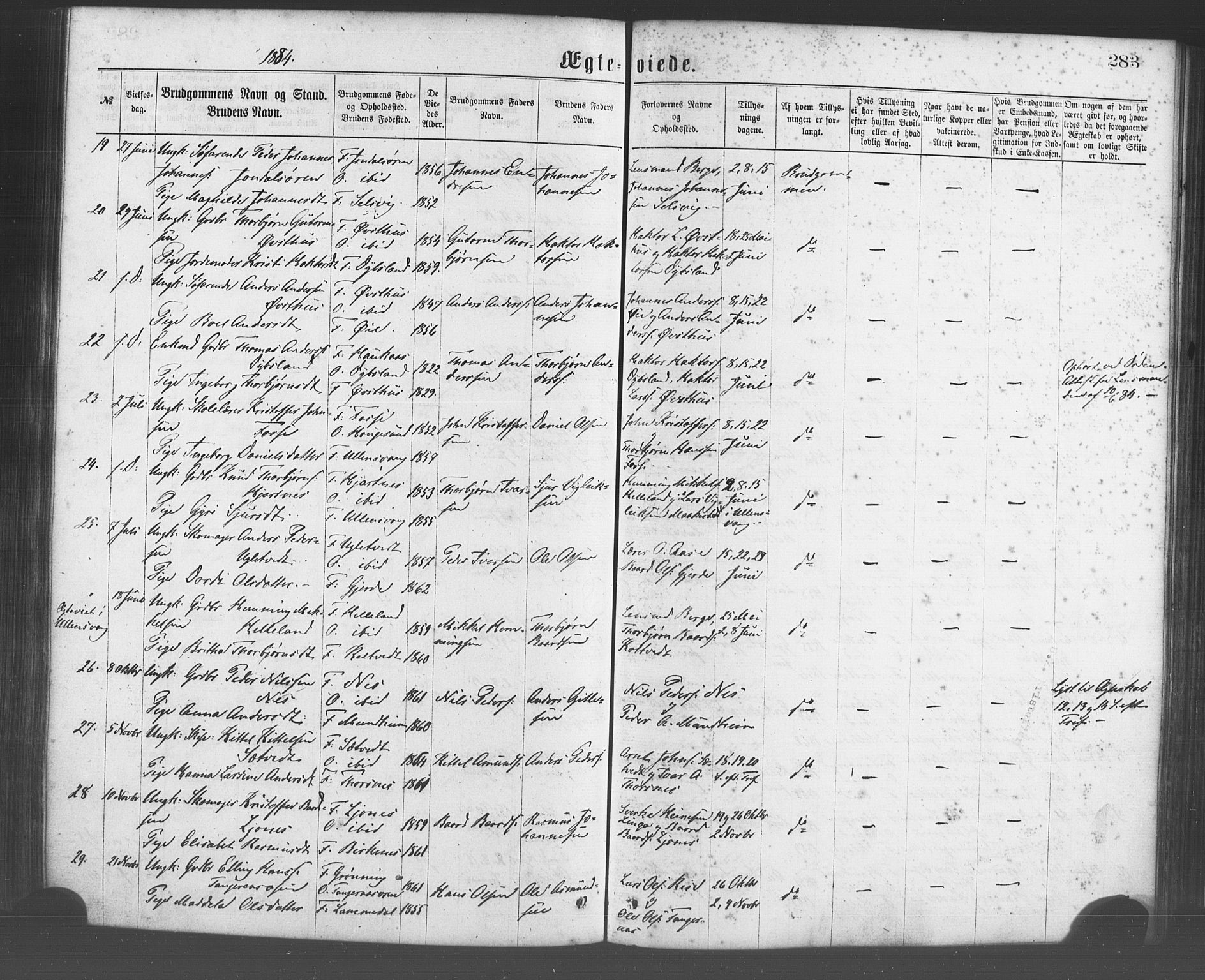 Strandebarm sokneprestembete, AV/SAB-A-78401/H/Haa: Parish register (official) no. A 9, 1872-1886, p. 283