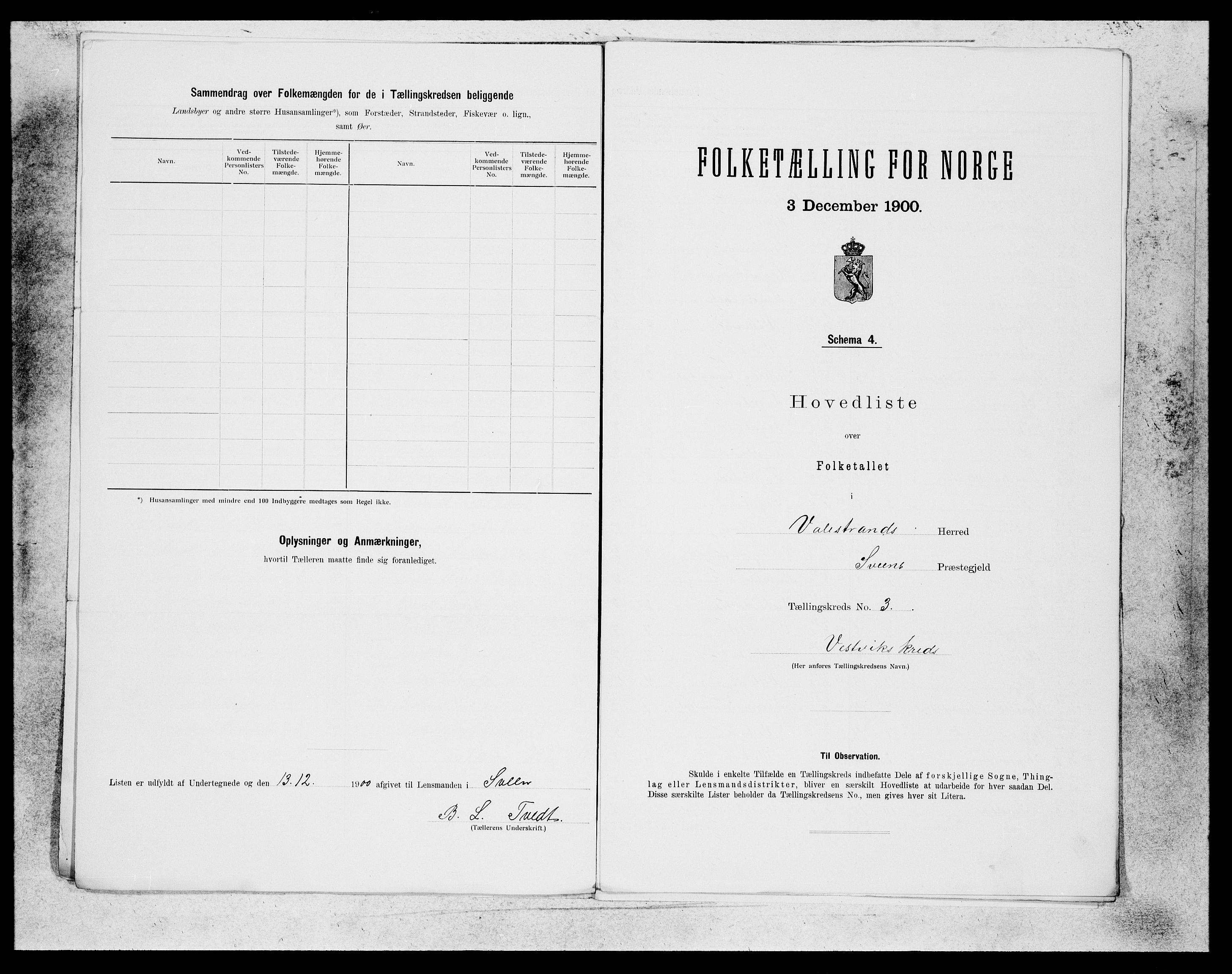 SAB, 1900 census for Valestrand, 1900, p. 5