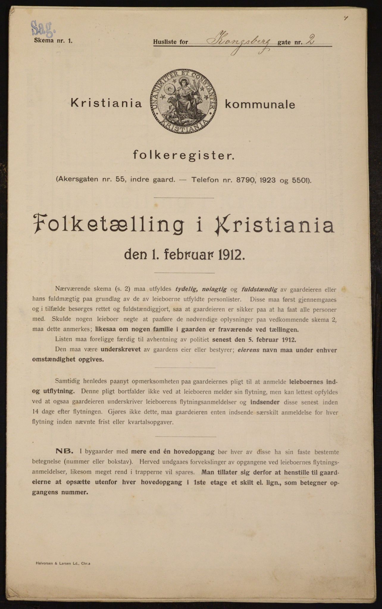 OBA, Municipal Census 1912 for Kristiania, 1912, p. 52918