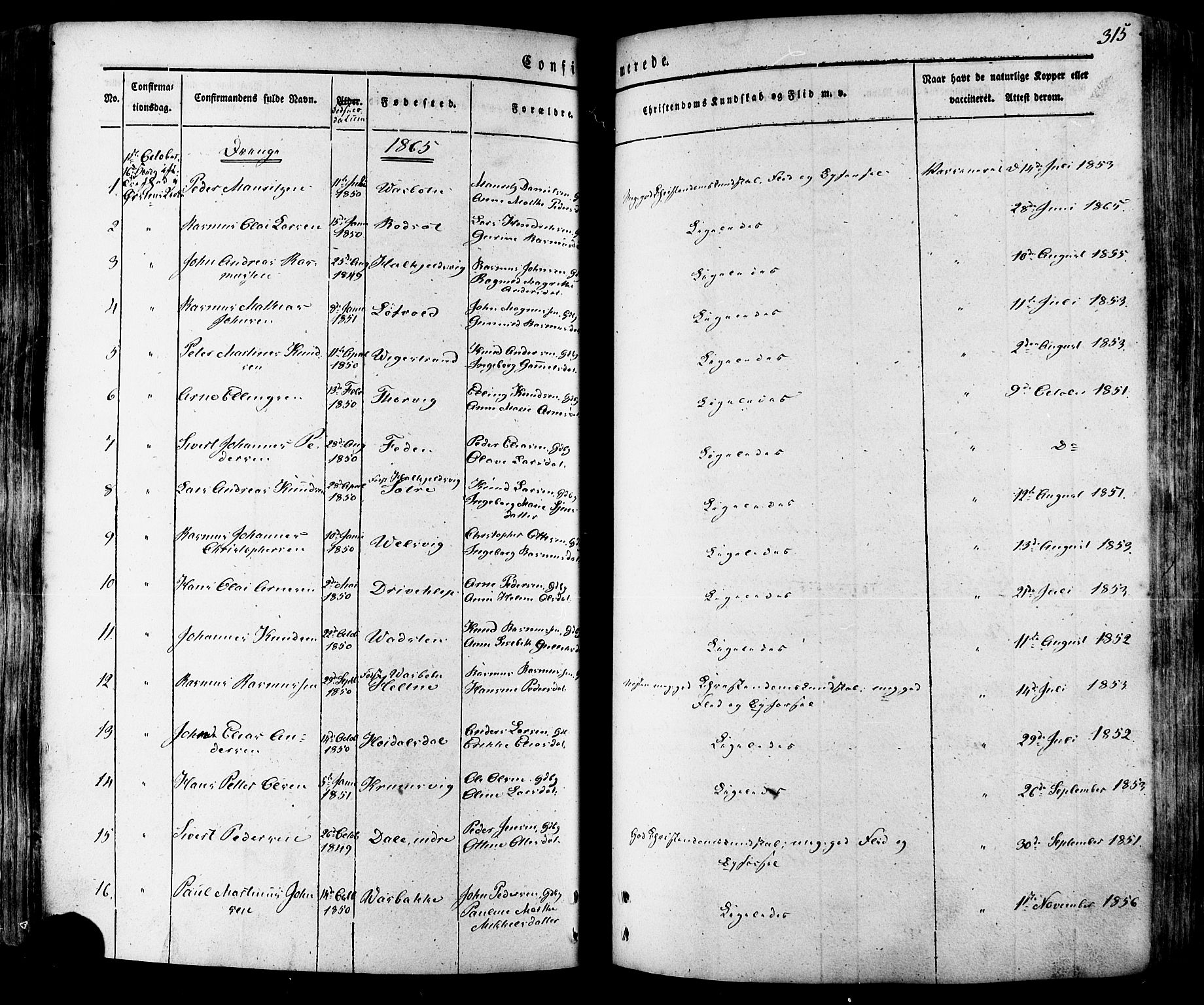 Ministerialprotokoller, klokkerbøker og fødselsregistre - Møre og Romsdal, SAT/A-1454/511/L0140: Parish register (official) no. 511A07, 1851-1878, p. 315
