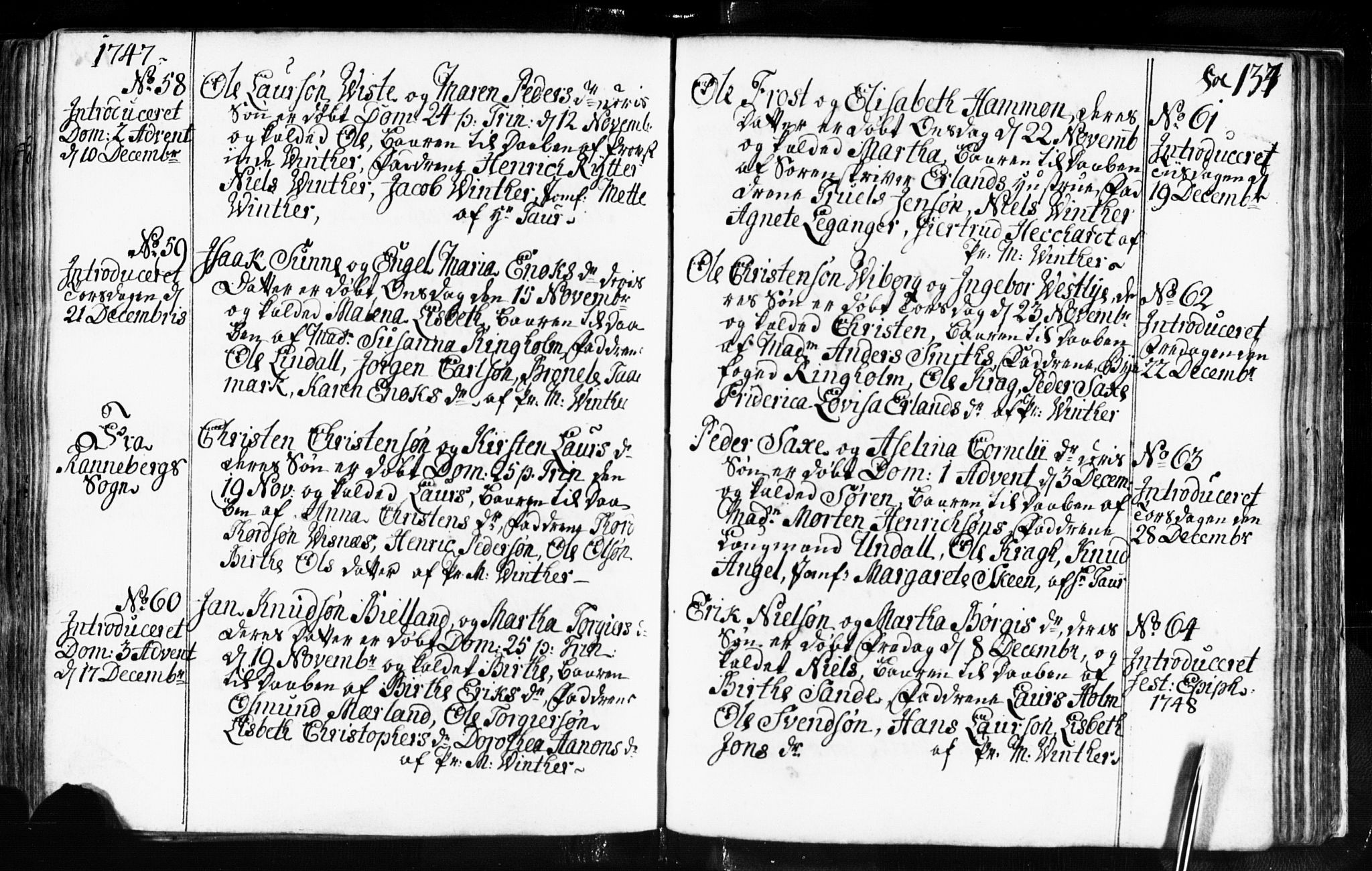 Domkirken sokneprestkontor, SAST/A-101812/001/30/30BB/L0003: Parish register (copy) no. B 3, 1733-1751, p. 134