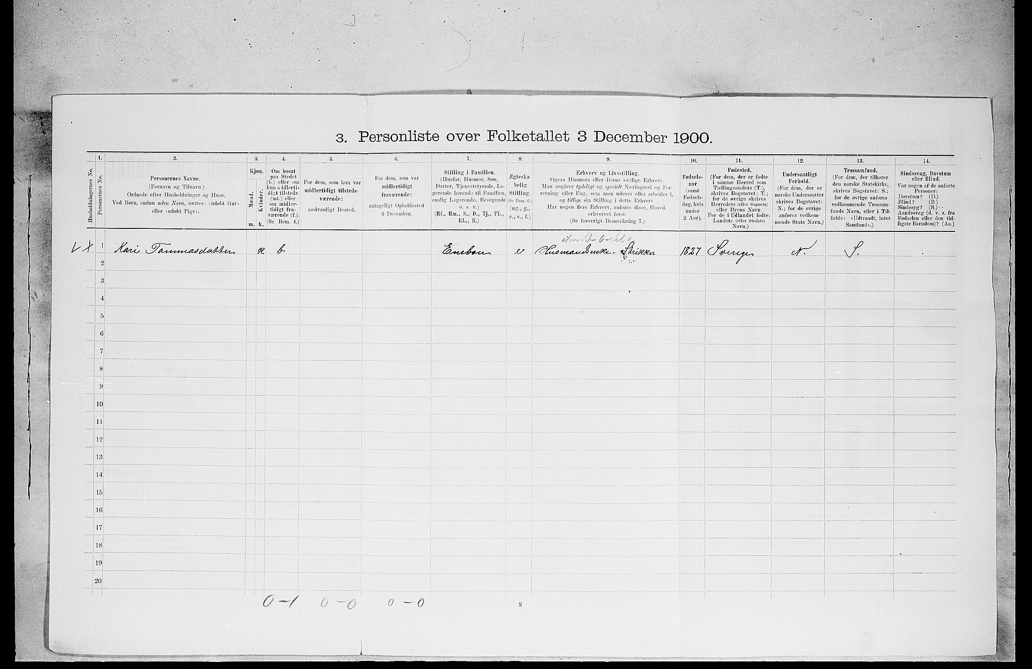 SAH, 1900 census for Grue, 1900, p. 175