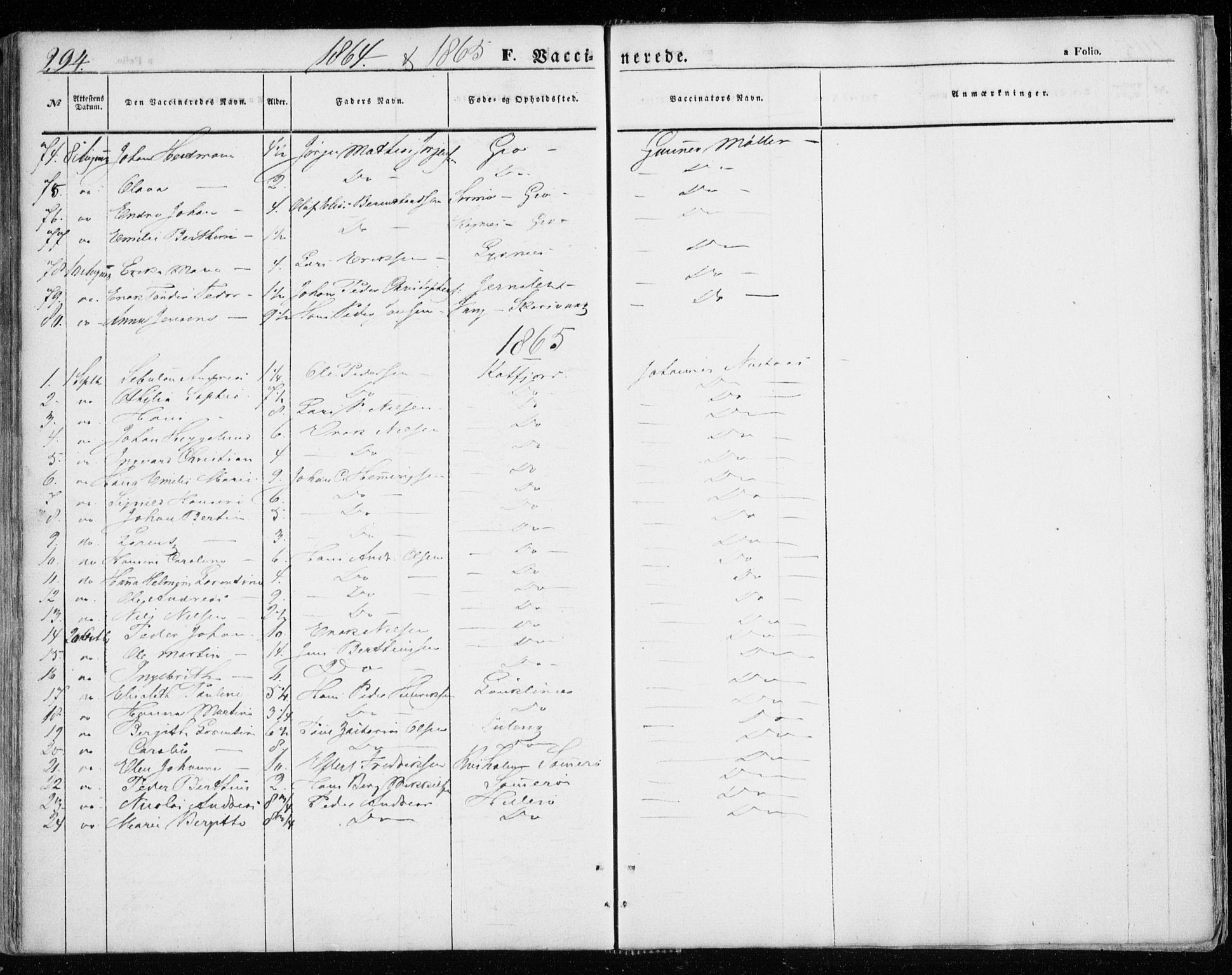 Lenvik sokneprestembete, SATØ/S-1310/H/Ha/Haa/L0007kirke: Parish register (official) no. 7, 1855-1865, p. 294