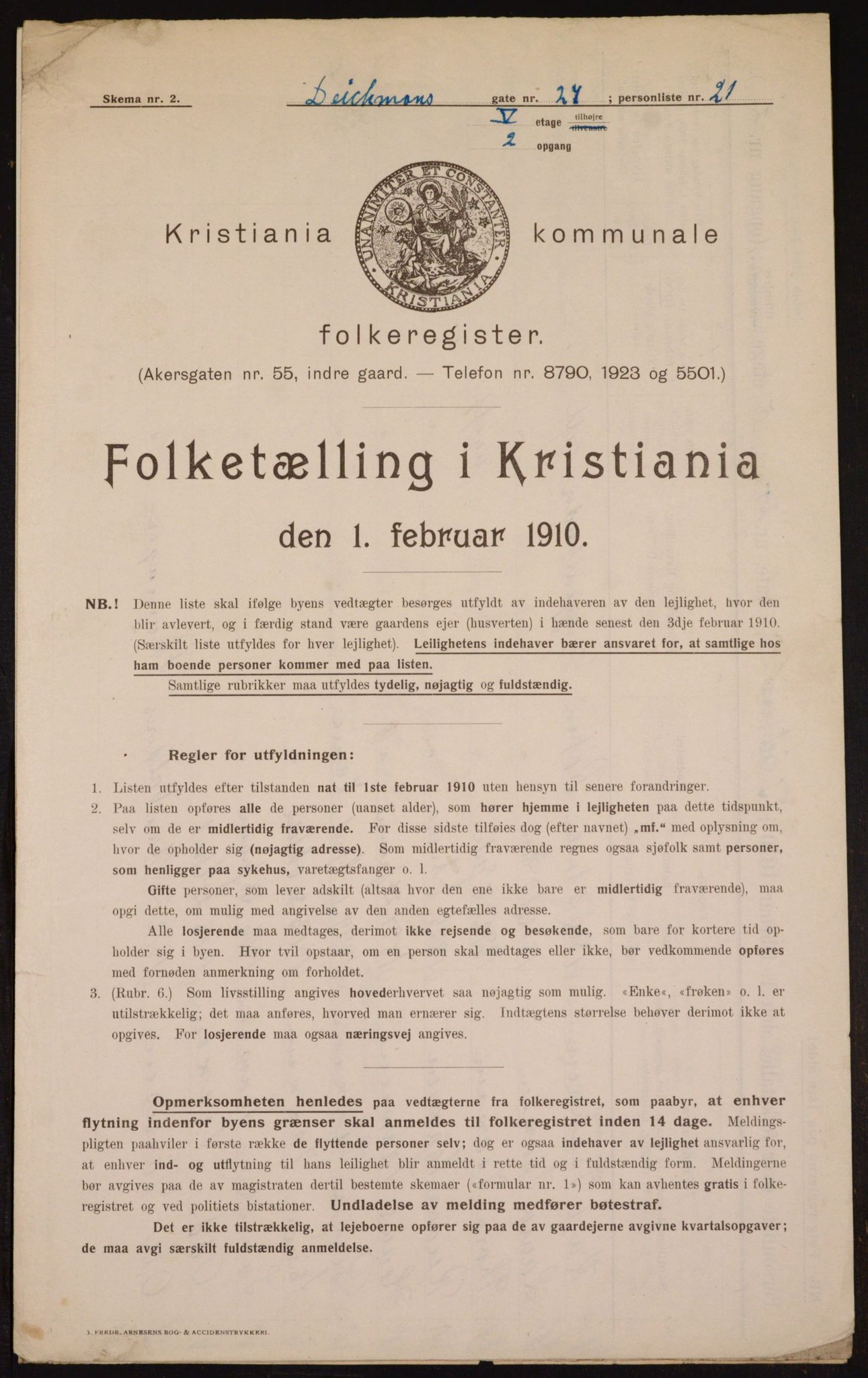 OBA, Municipal Census 1910 for Kristiania, 1910, p. 15145