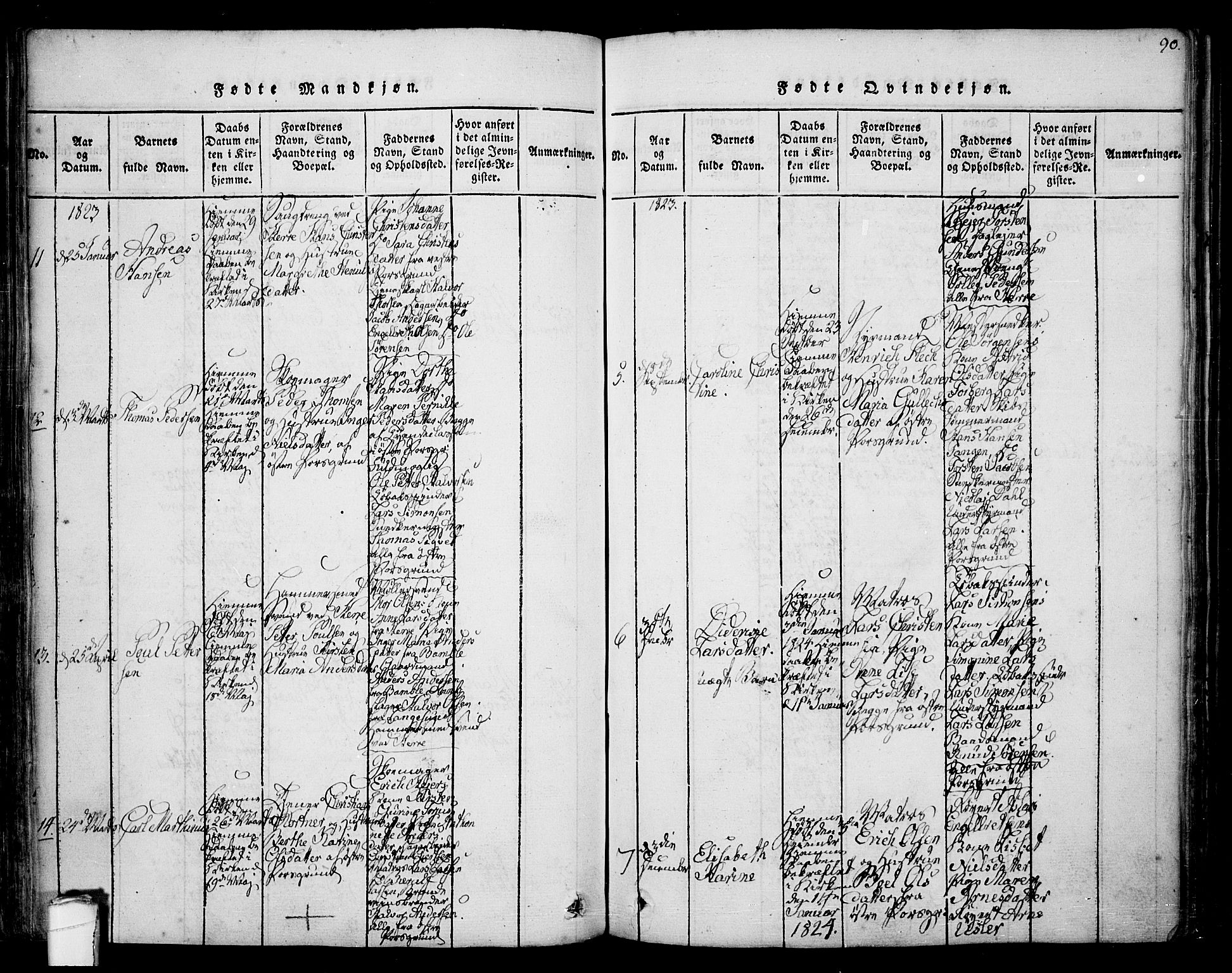 Porsgrunn kirkebøker , SAKO/A-104/F/Fa/L0004: Parish register (official) no. 4, 1814-1828, p. 90