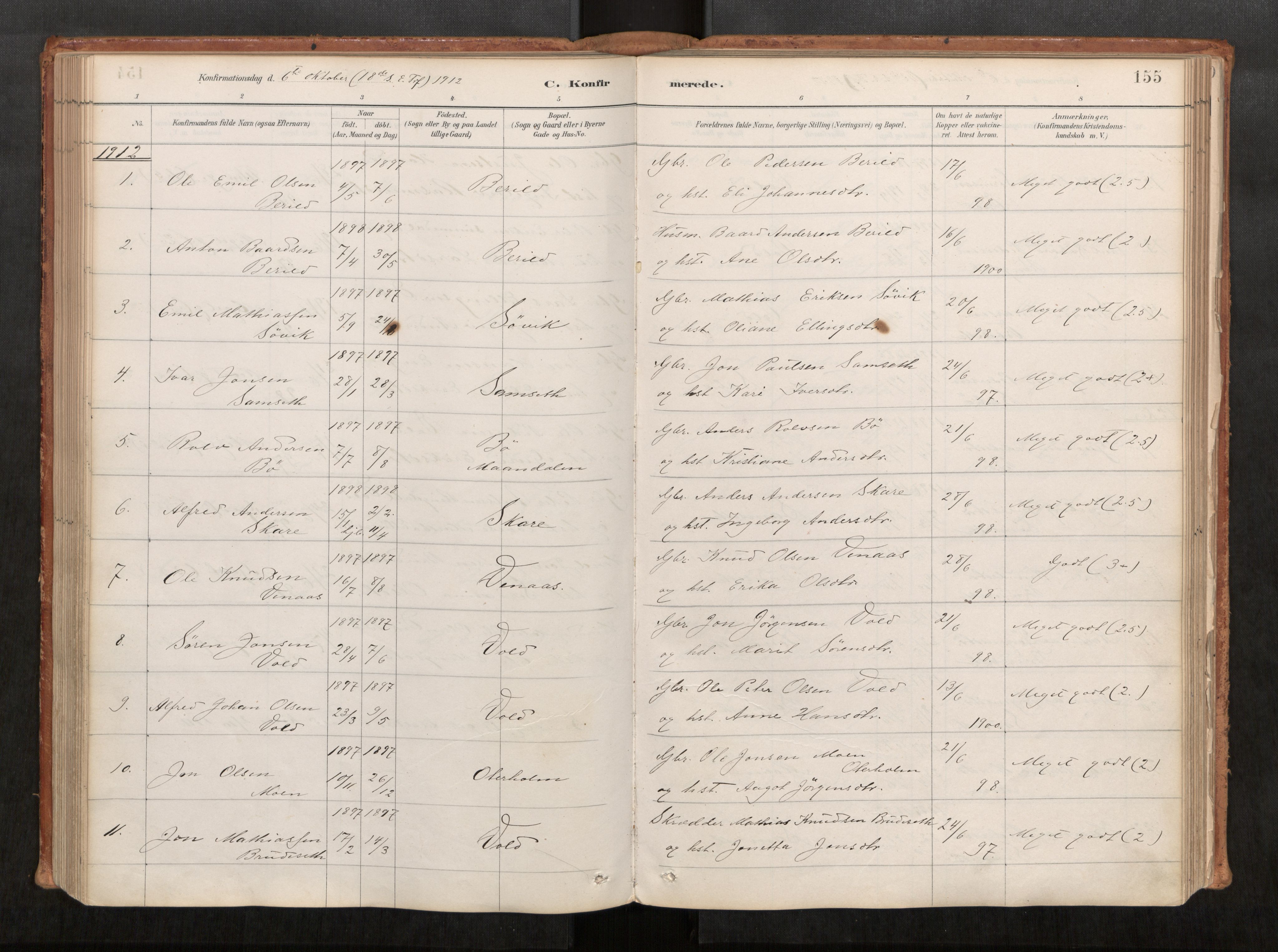 Ministerialprotokoller, klokkerbøker og fødselsregistre - Møre og Romsdal, SAT/A-1454/543/L0568: Parish register (official) no. 543A03, 1885-1915, p. 155