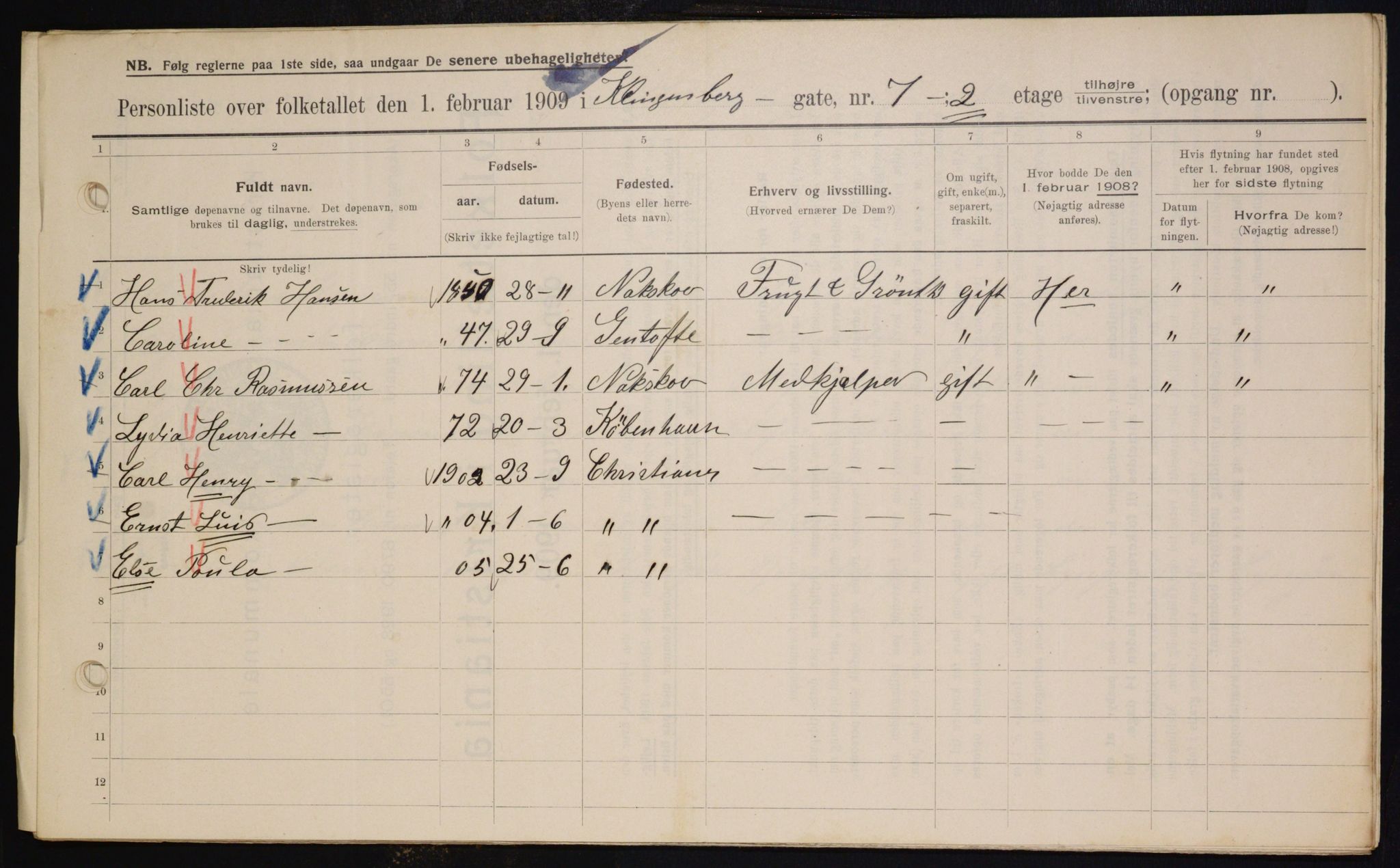 OBA, Municipal Census 1909 for Kristiania, 1909, p. 47563