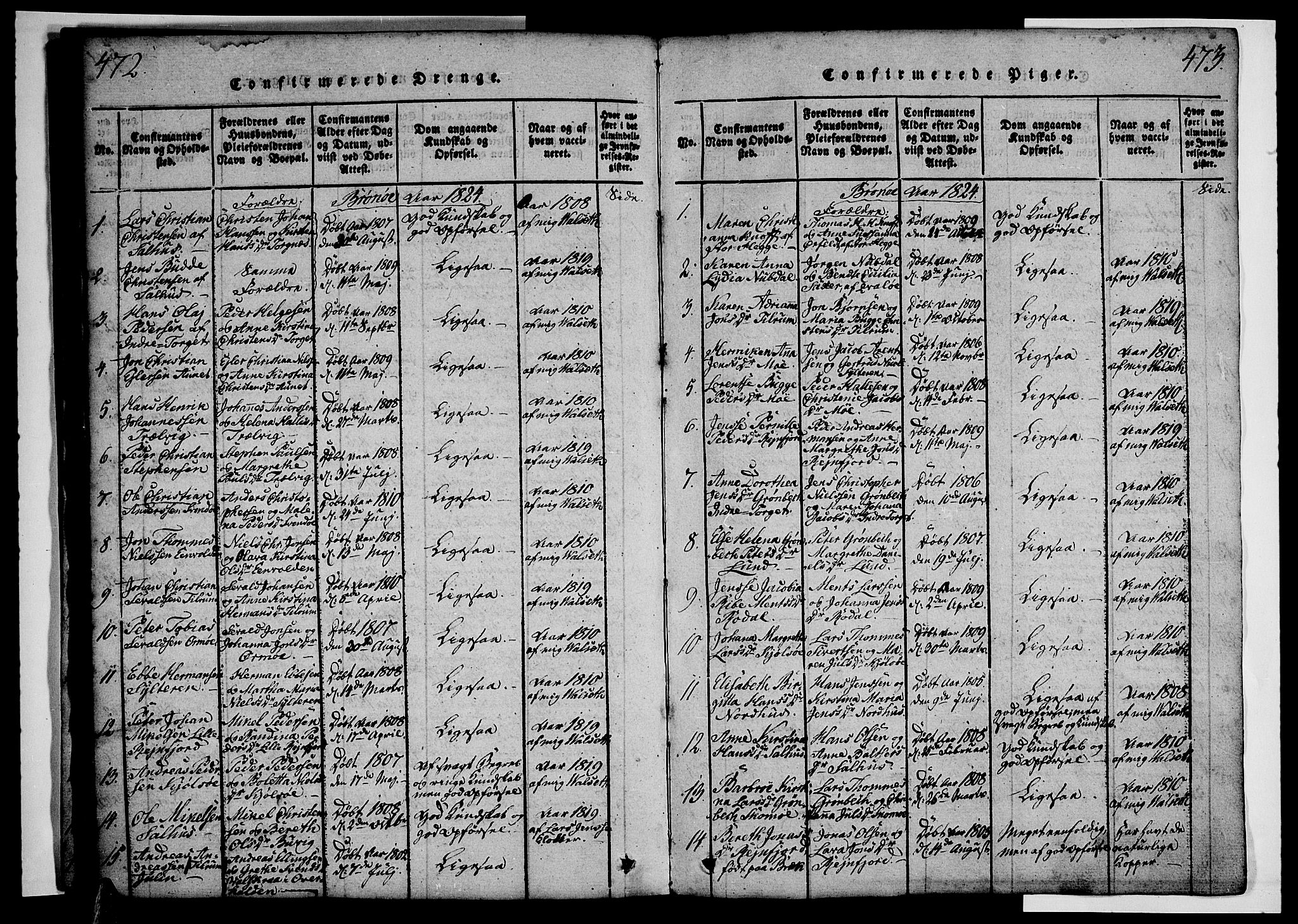 Ministerialprotokoller, klokkerbøker og fødselsregistre - Nordland, AV/SAT-A-1459/813/L0197: Parish register (official) no. 813A07, 1820-1833, p. 472-473