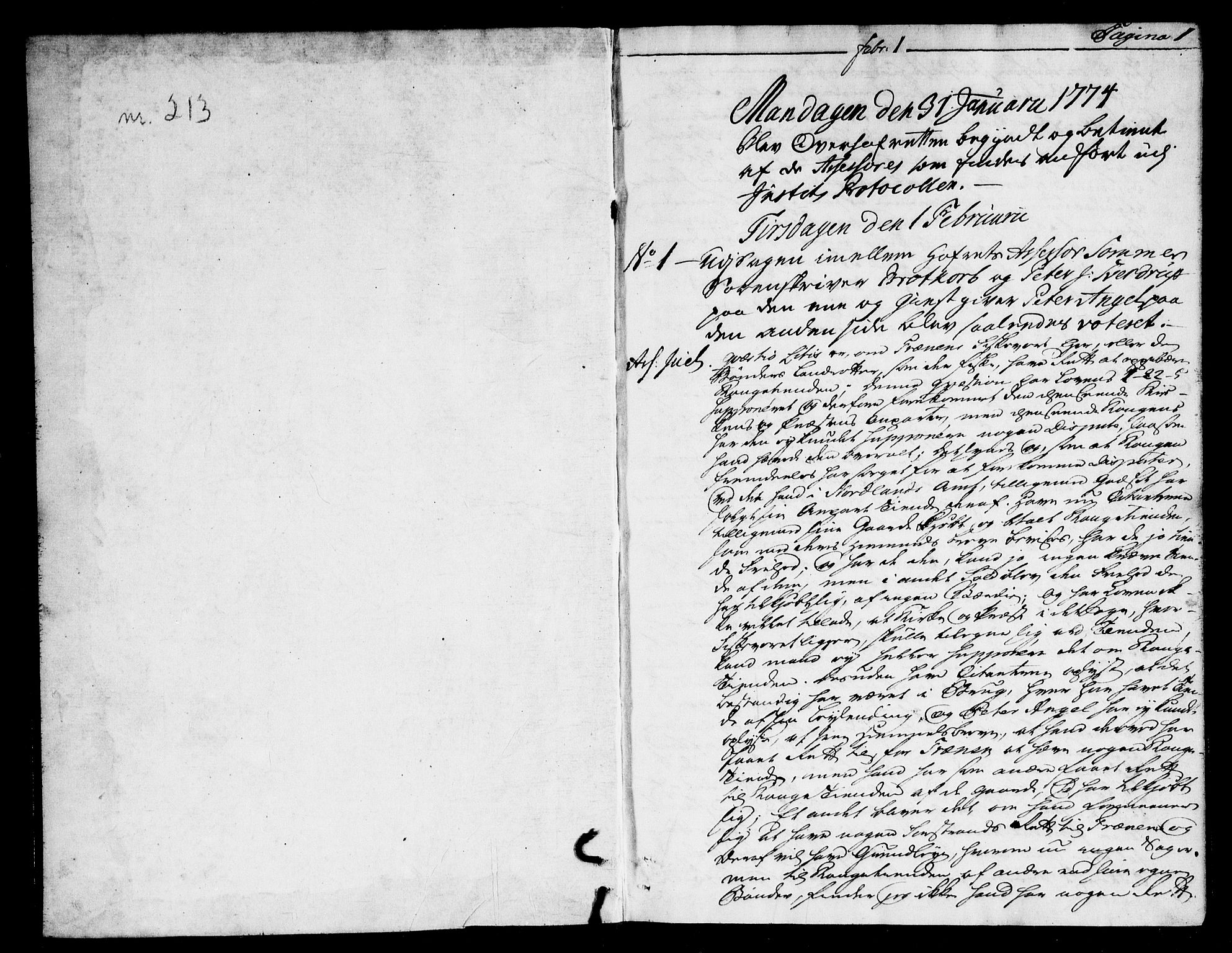 Overhoffretten 1667-1797, RA/EA-2884/Ac/L0213: Voteringsprotokoll, 1774, p. 0-1