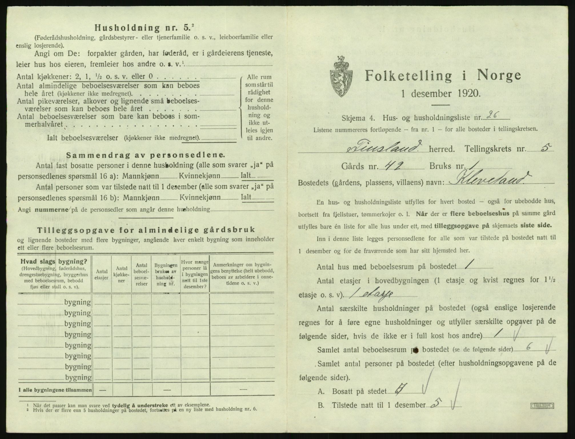 SAK, 1920 census for Finsland, 1920, p. 364