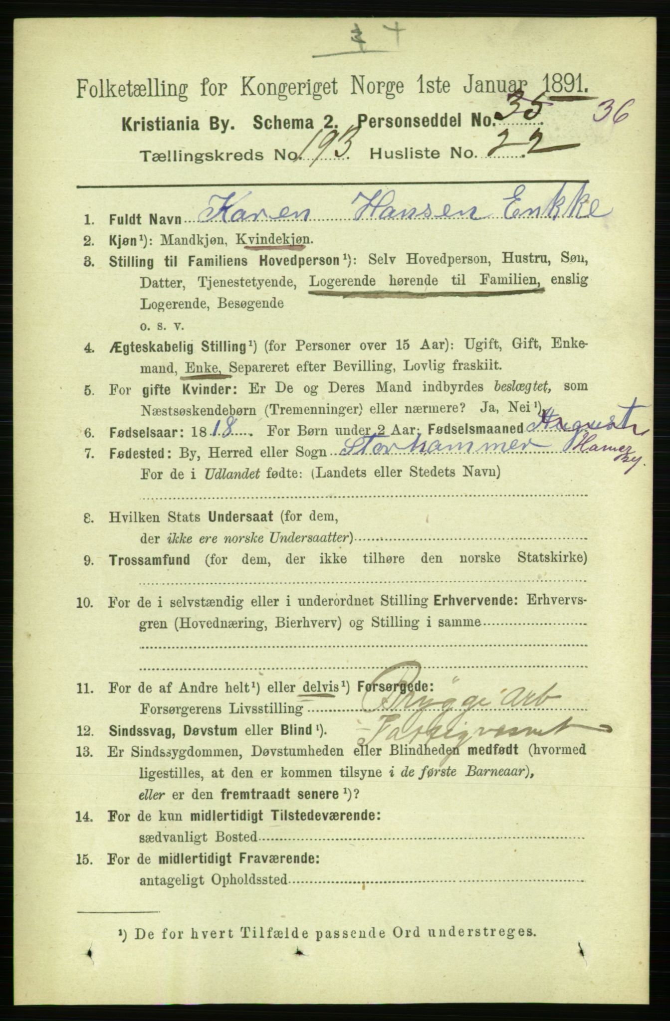 RA, 1891 census for 0301 Kristiania, 1891, p. 116612