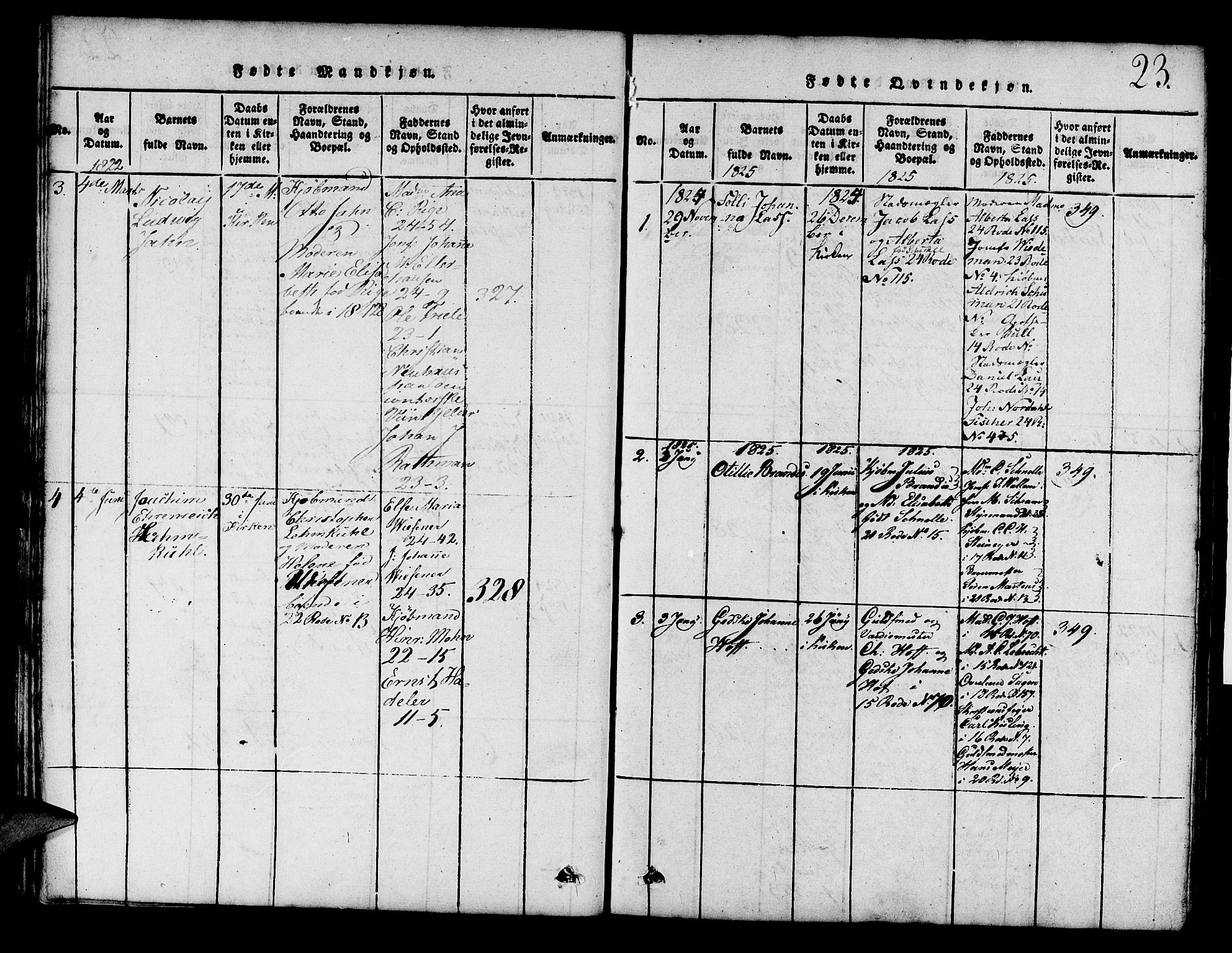 Mariakirken Sokneprestembete, SAB/A-76901/H/Hab/L0001: Parish register (copy) no. A 1, 1815-1846, p. 23