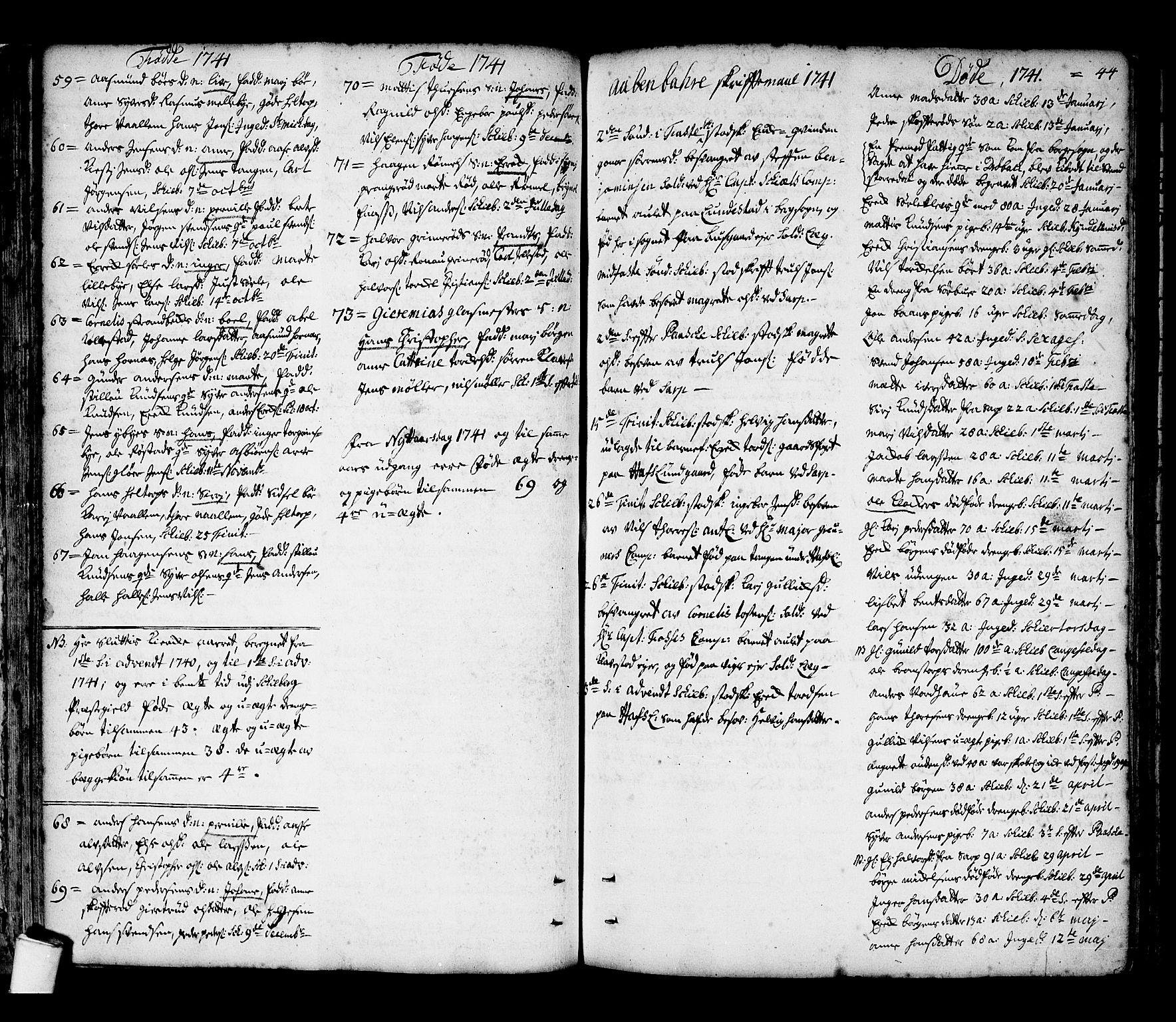 Skjeberg prestekontor Kirkebøker, SAO/A-10923/F/Fa/L0002: Parish register (official) no. I 2, 1726-1791, p. 44