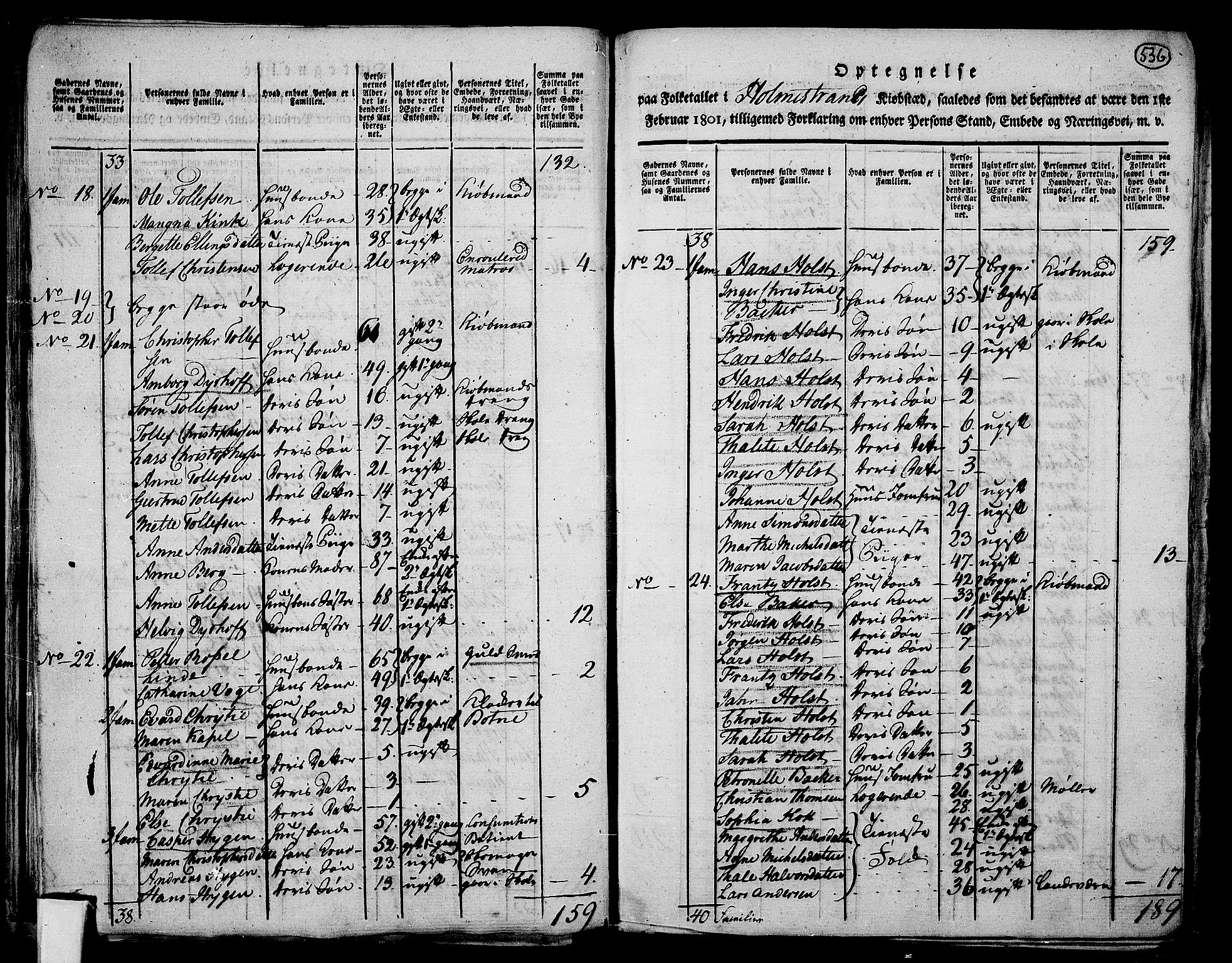 RA, 1801 census for 0715P Botne, 1801, p. 535b-536a