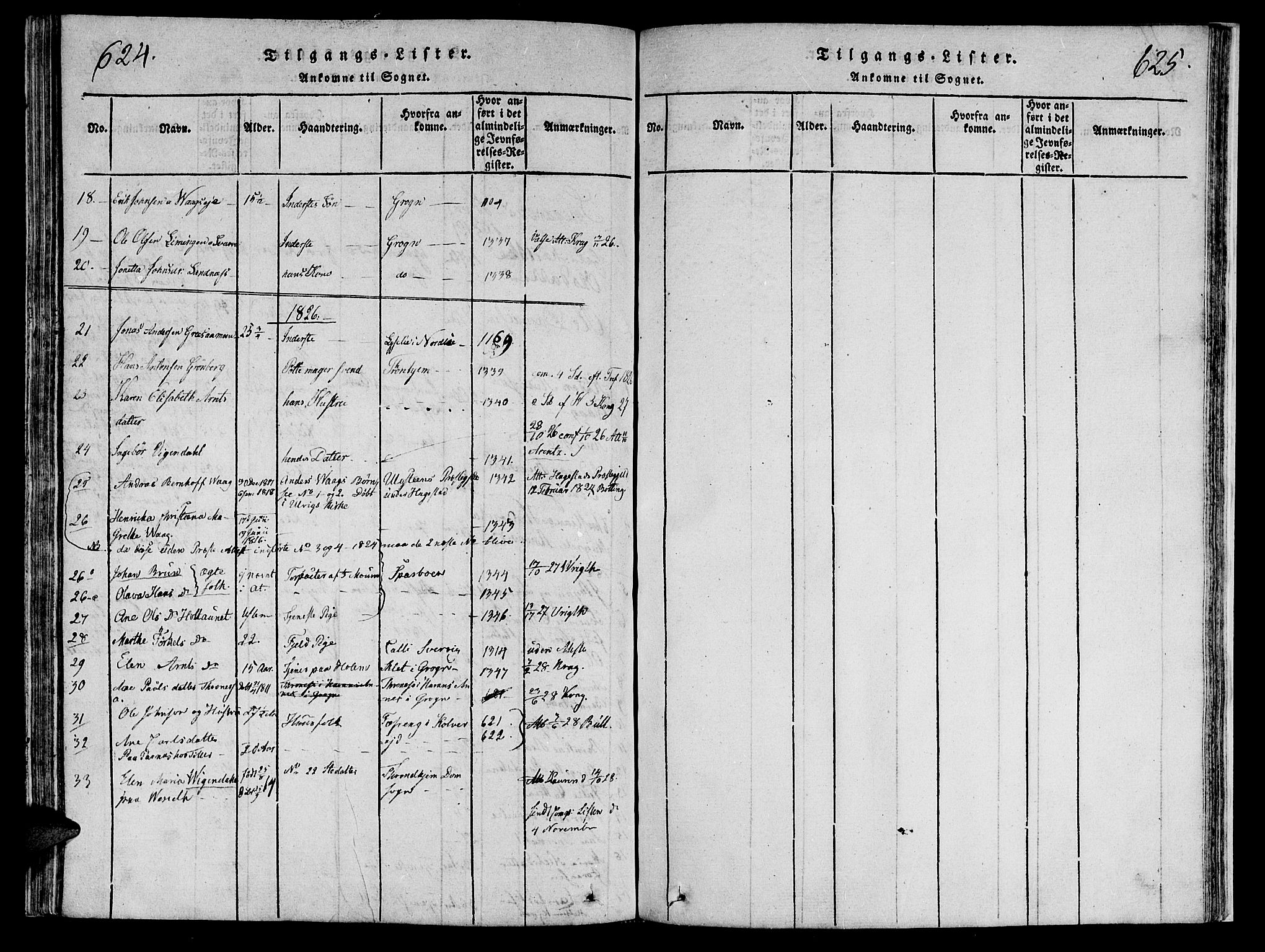 Ministerialprotokoller, klokkerbøker og fødselsregistre - Nord-Trøndelag, SAT/A-1458/749/L0479: Parish register (copy) no. 749C01, 1817-1829, p. 624-625