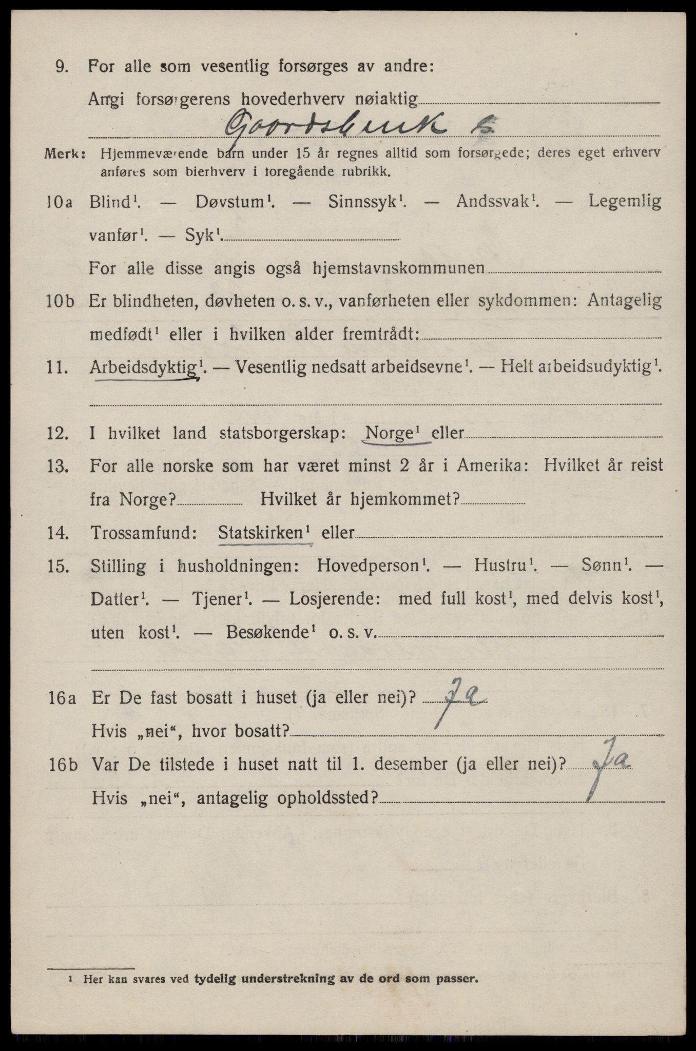 SAST, 1920 census for Skjold, 1920, p. 3913