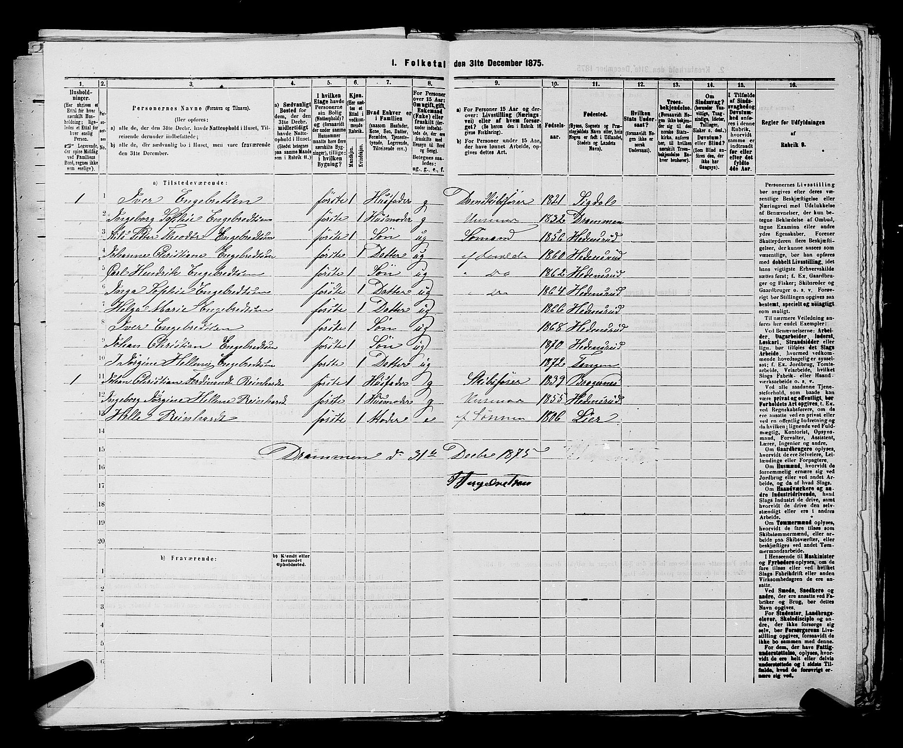SAKO, 1875 census for 0602 Drammen, 1875, p. 3750