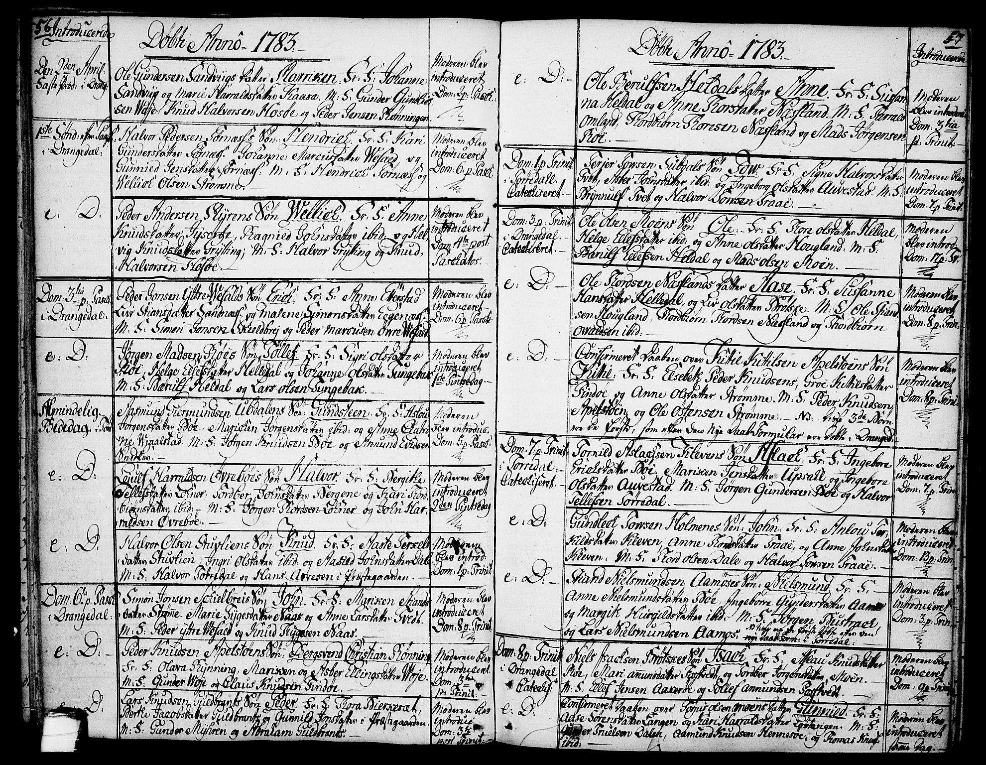Drangedal kirkebøker, SAKO/A-258/F/Fa/L0003: Parish register (official) no. 3, 1768-1814, p. 56-57
