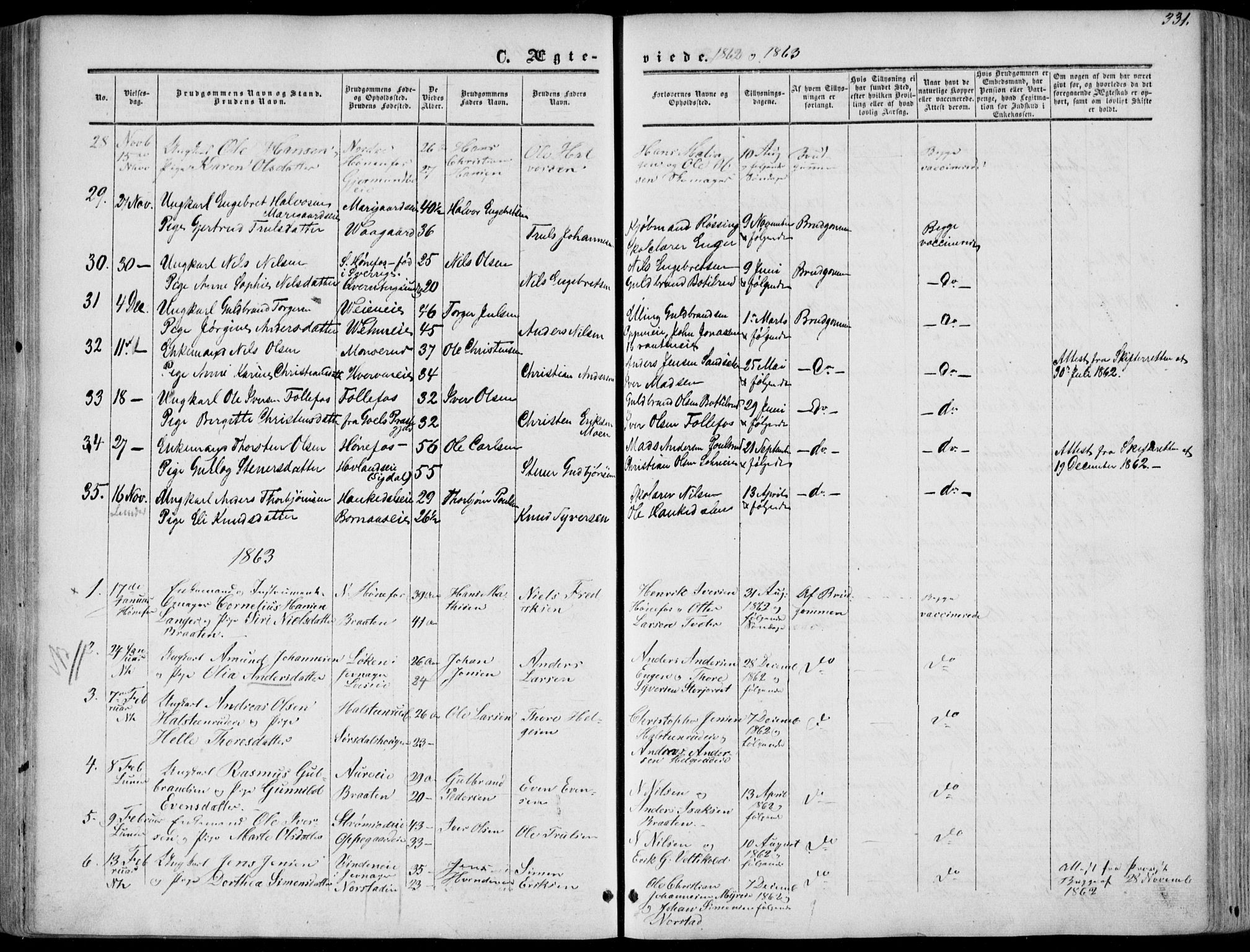 Norderhov kirkebøker, SAKO/A-237/F/Fa/L0012: Parish register (official) no. 12, 1856-1865, p. 331