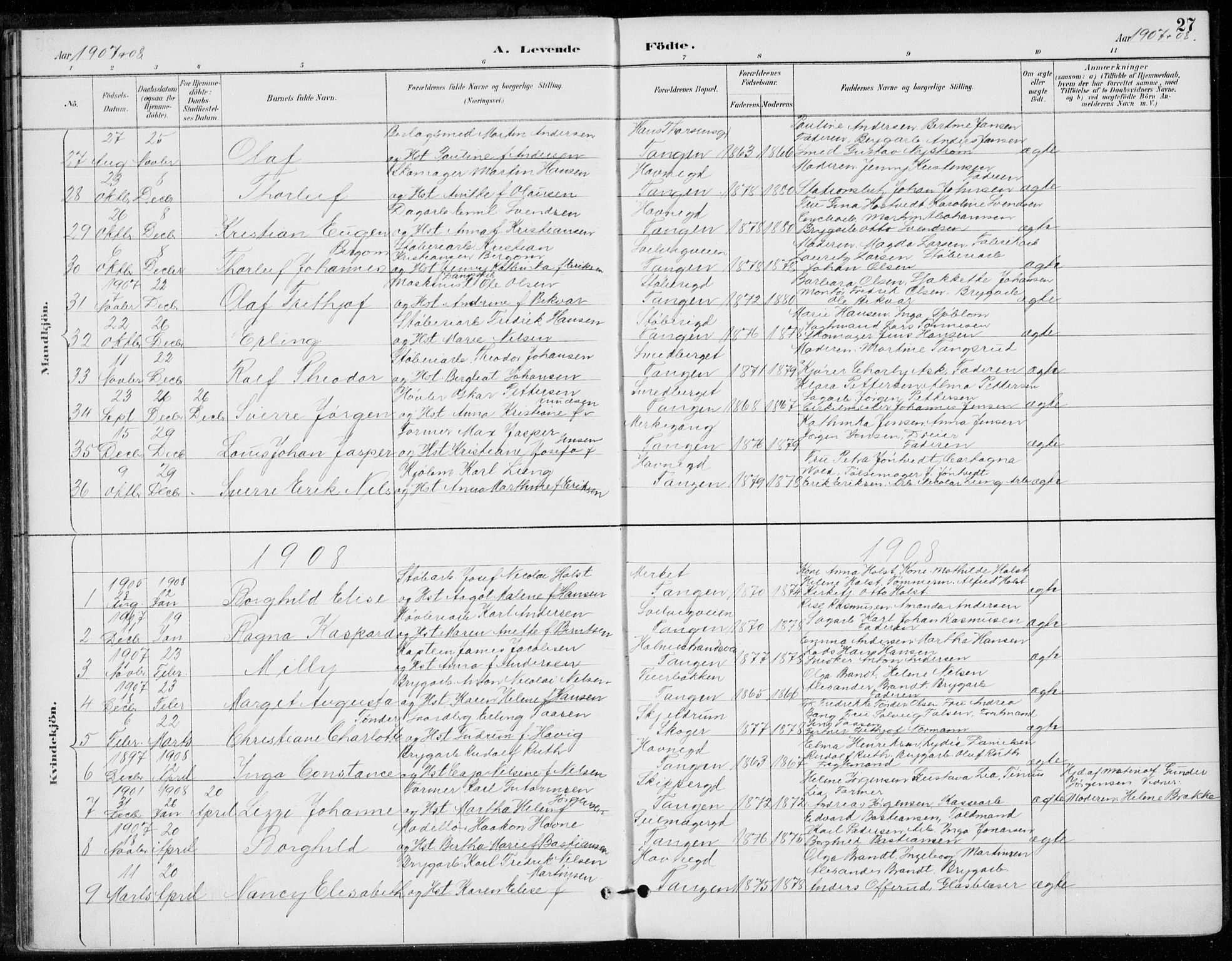 Strømsø kirkebøker, SAKO/A-246/F/Fb/L0007: Parish register (official) no. II 7, 1887-1928, p. 27