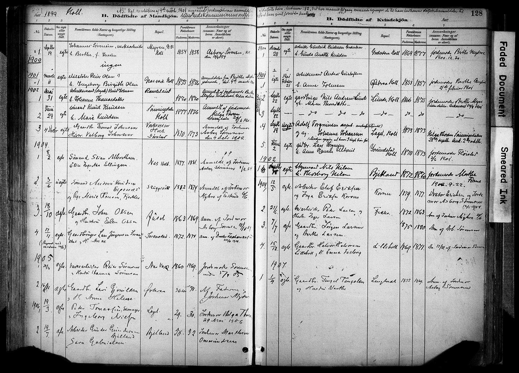 Holt sokneprestkontor, AV/SAK-1111-0021/F/Fa/L0012: Parish register (official) no. A 12, 1885-1907, p. 128