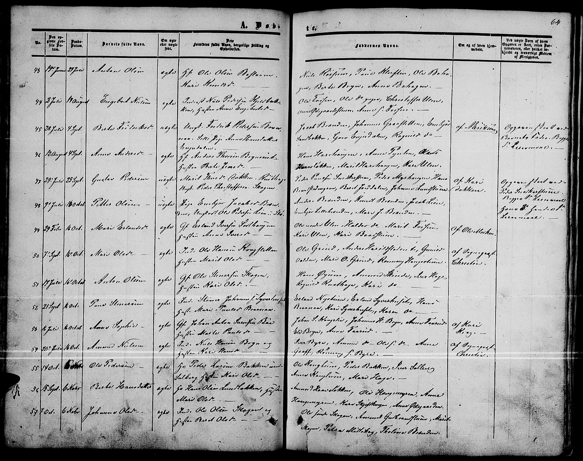 Nord-Fron prestekontor, AV/SAH-PREST-080/H/Ha/Hab/L0001: Parish register (copy) no. 1, 1851-1883, p. 64