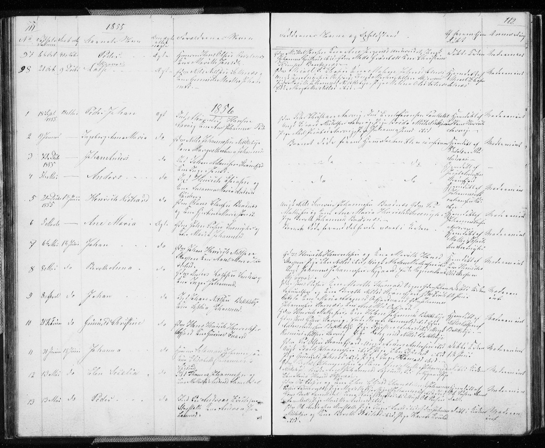 Skjervøy sokneprestkontor, SATØ/S-1300/H/Ha/Hab/L0003klokker: Parish register (copy) no. 3, 1849-1861, p. 111-112