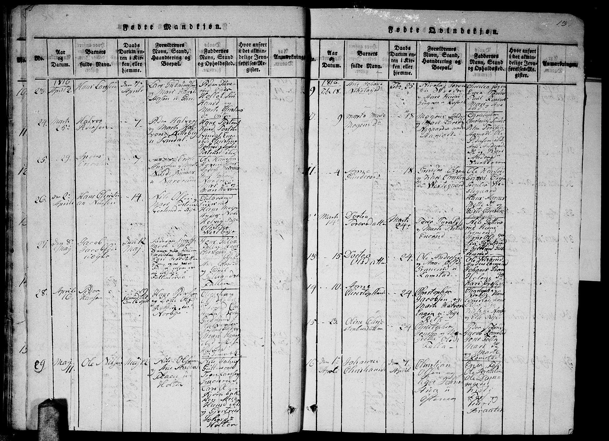 Fet prestekontor Kirkebøker, AV/SAO-A-10370a/G/Ga/L0001: Parish register (copy) no. I 1, 1815-1842, p. 14