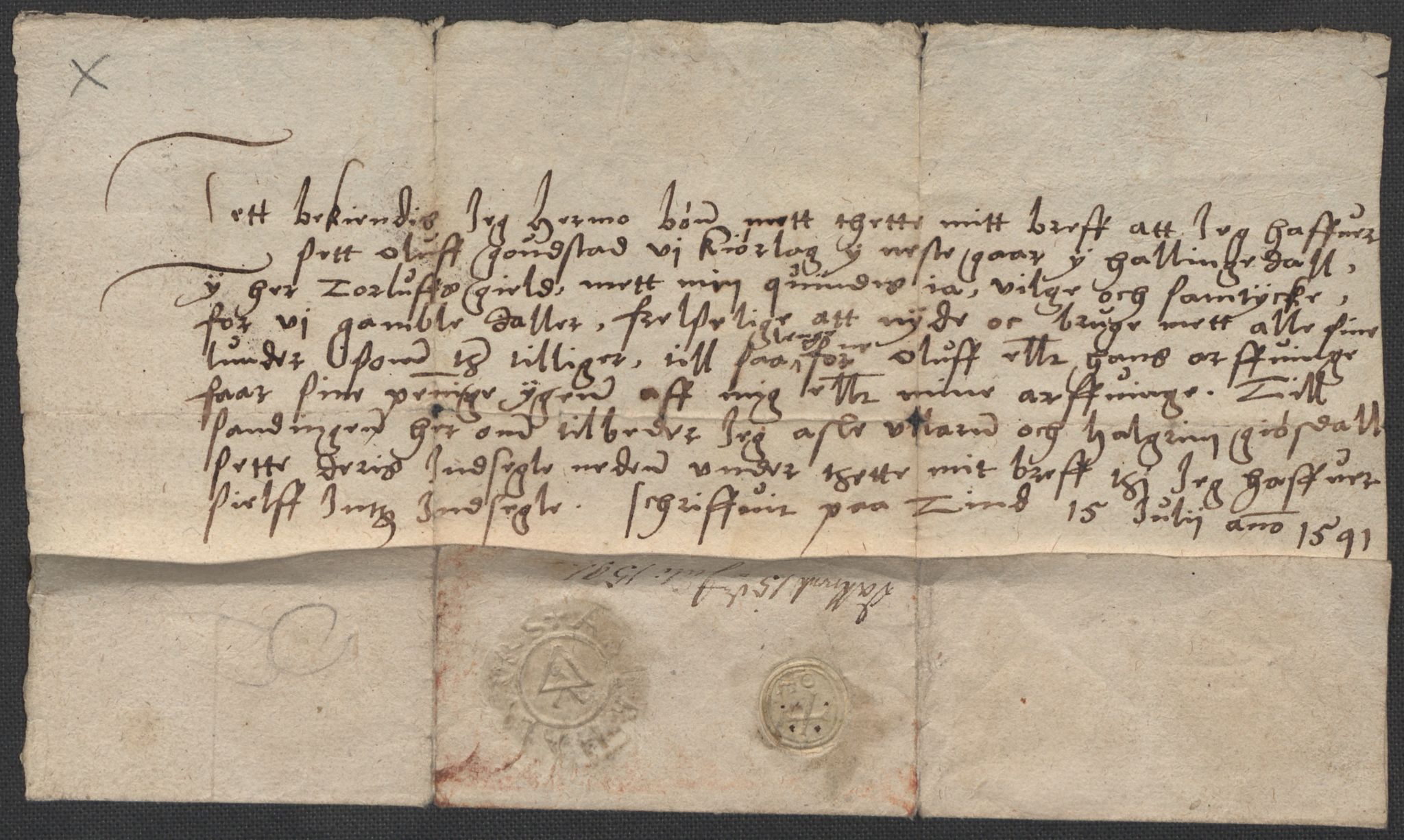 Riksarkivets diplomsamling, AV/RA-EA-5965/F02/L0094: Dokumenter, 1591, p. 4