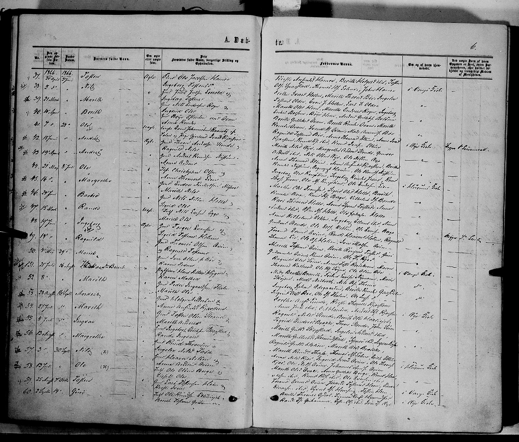 Vang prestekontor, Valdres, SAH/PREST-140/H/Ha/L0007: Parish register (official) no. 7, 1865-1881, p. 6