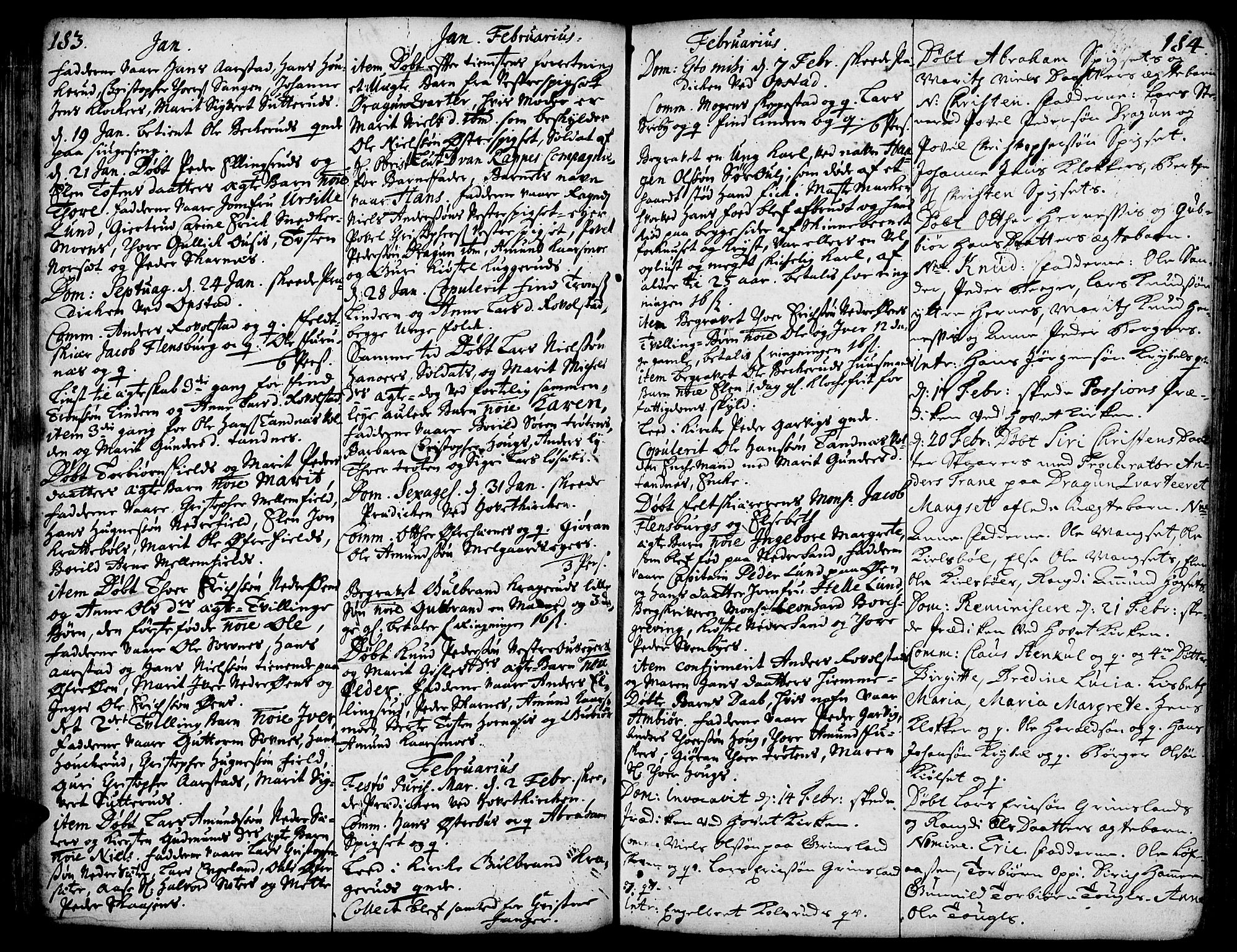 Strøm-Odalen prestekontor, SAH/PREST-028/H/Ha/Haa/L0002: Parish register (official) no. 2, 1716-1740, p. 183-184