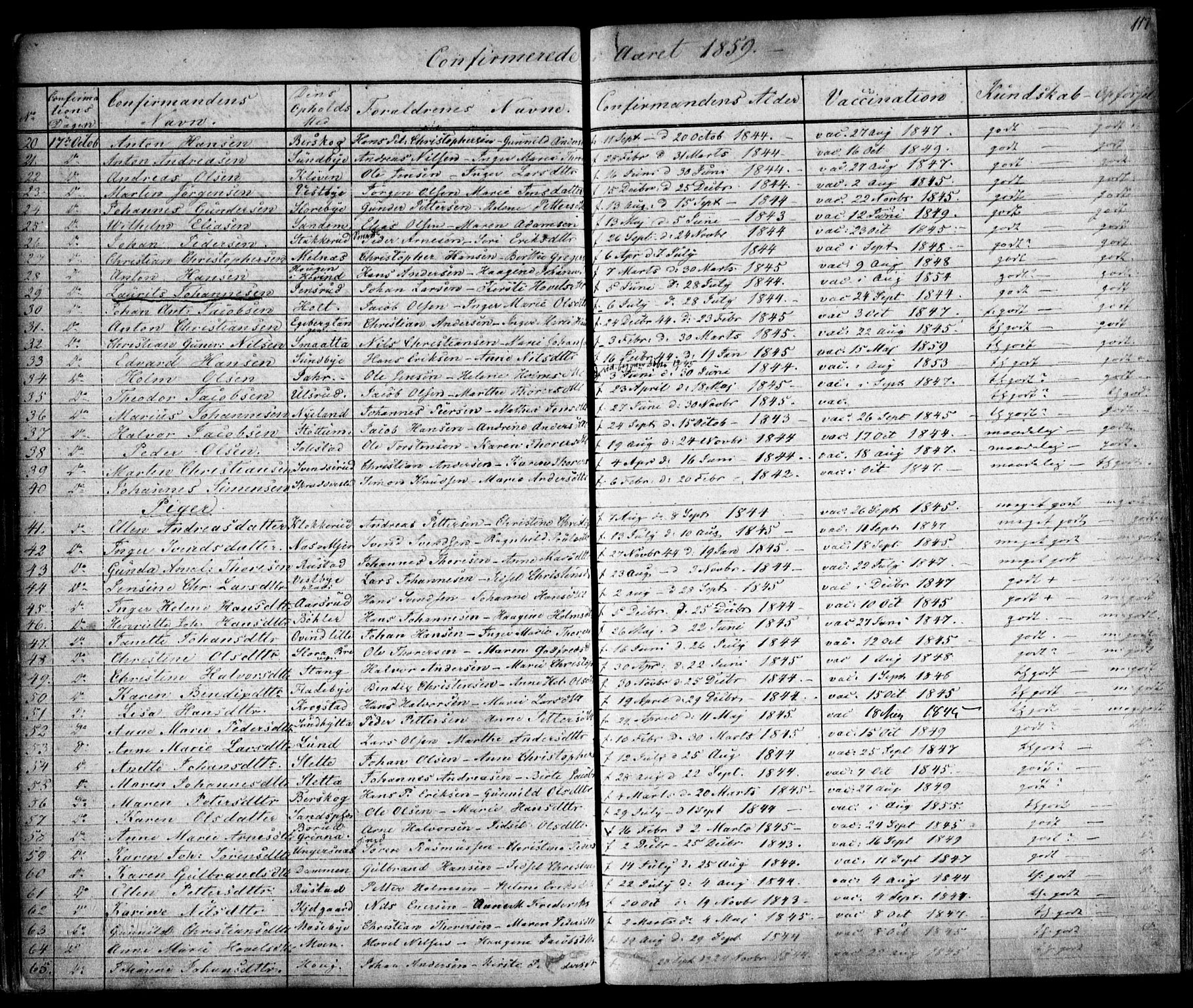 Enebakk prestekontor Kirkebøker, SAO/A-10171c/F/Fa/L0010: Parish register (official) no. I 10, 1829-1876, p. 117