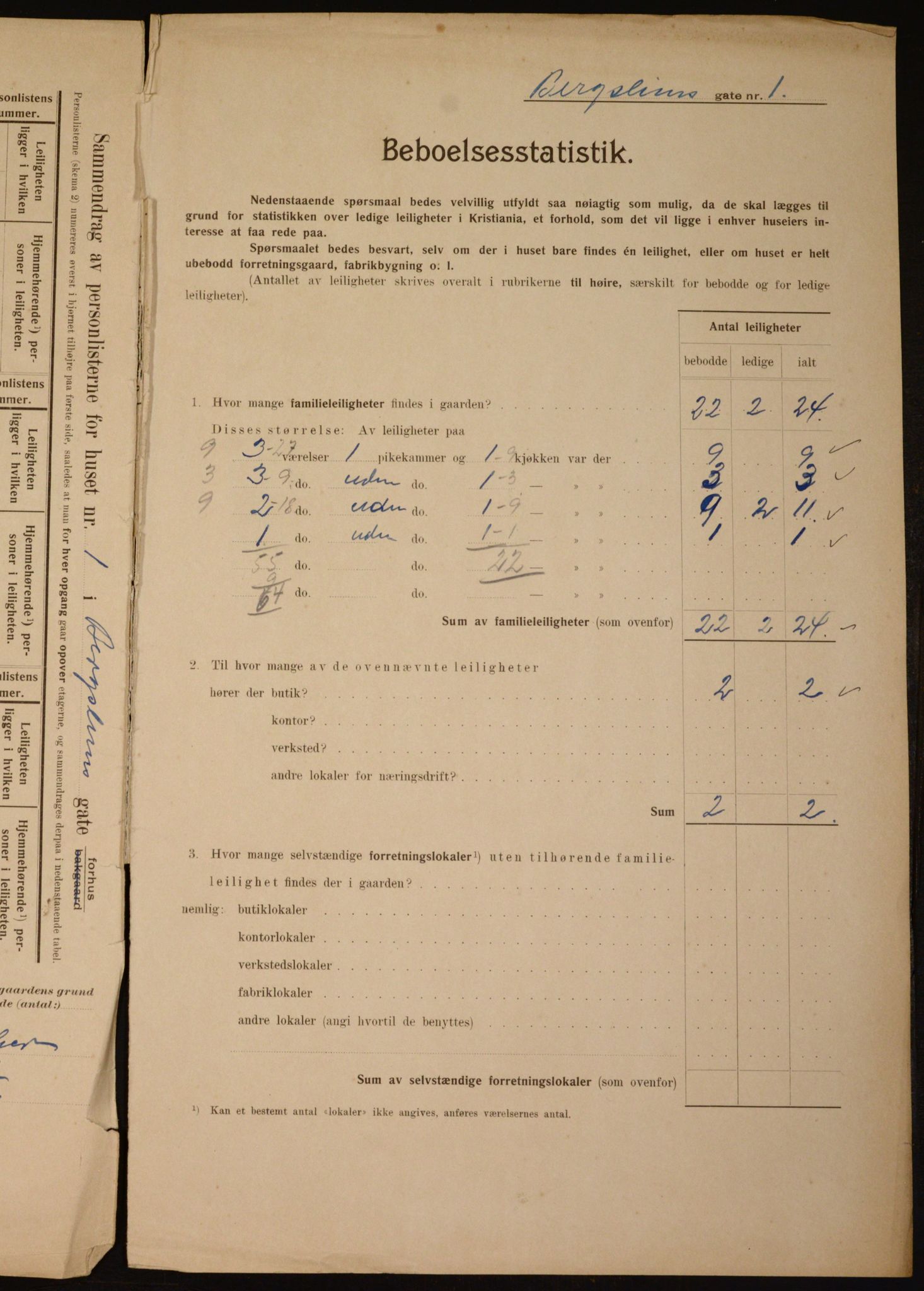 OBA, Municipal Census 1910 for Kristiania, 1910, p. 3864