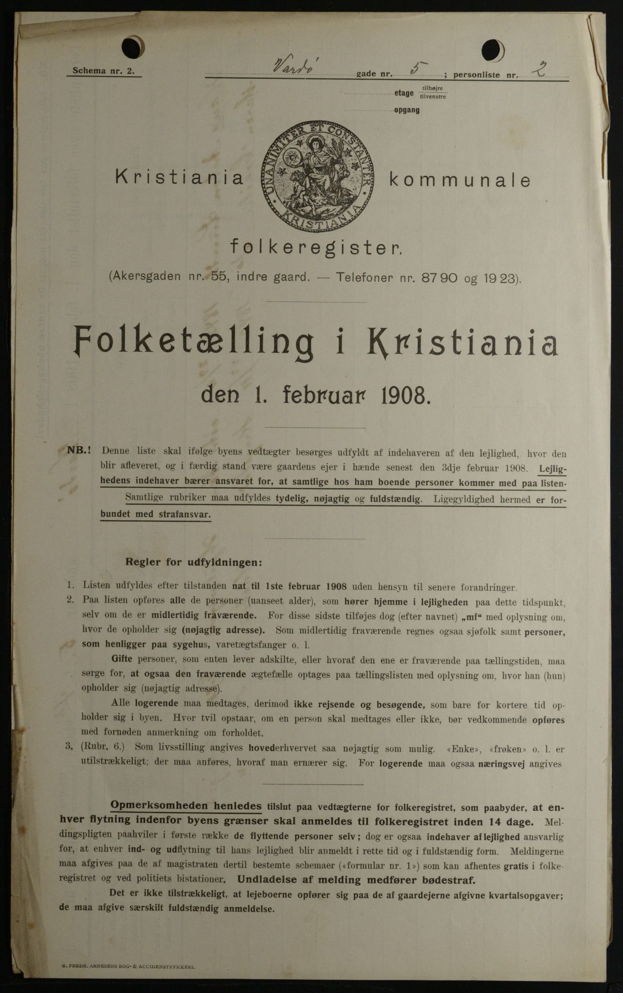 OBA, Municipal Census 1908 for Kristiania, 1908, p. 109451