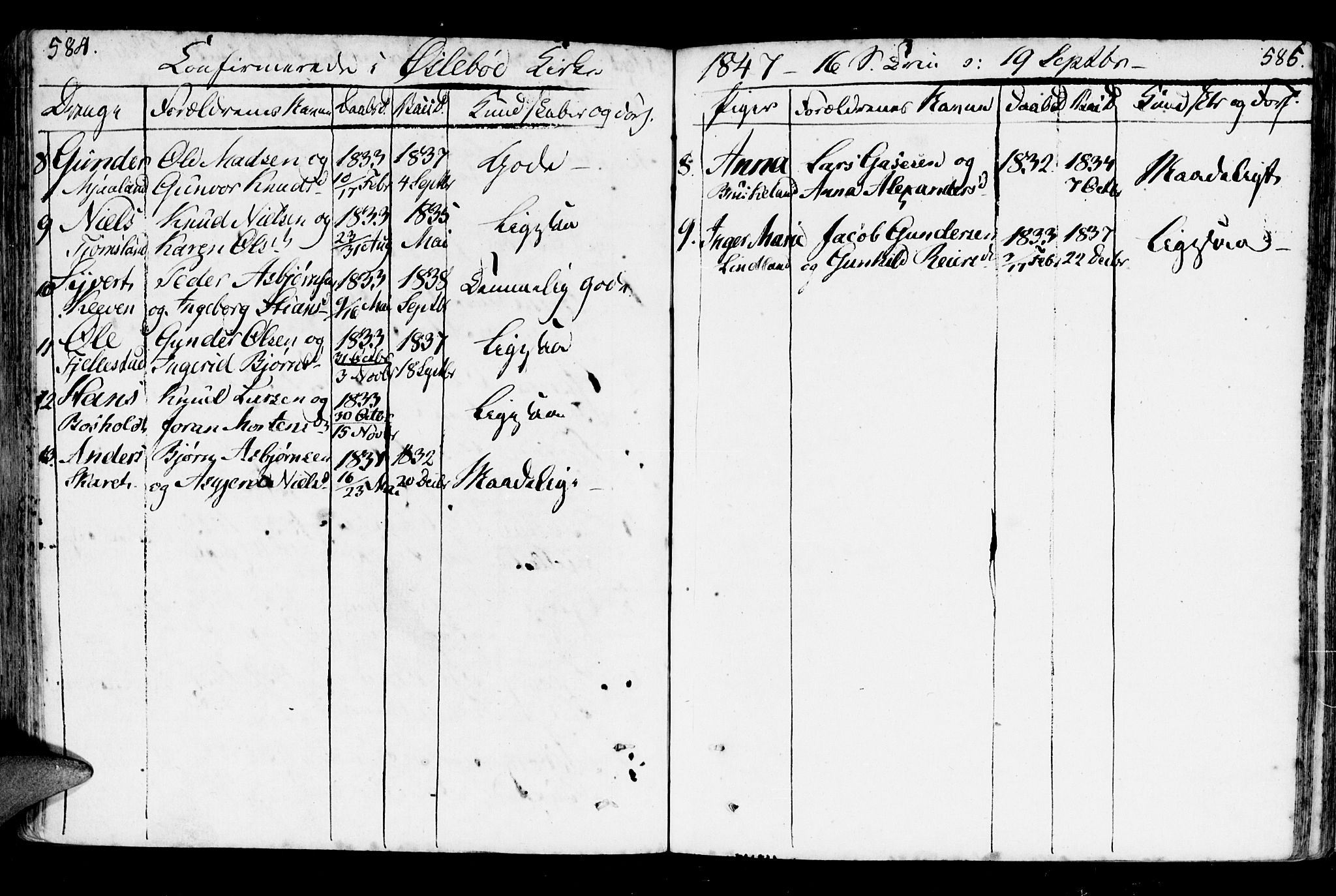 Holum sokneprestkontor, AV/SAK-1111-0022/F/Fa/Fab/L0004: Parish register (official) no. A 4, 1774-1847, p. 584-585