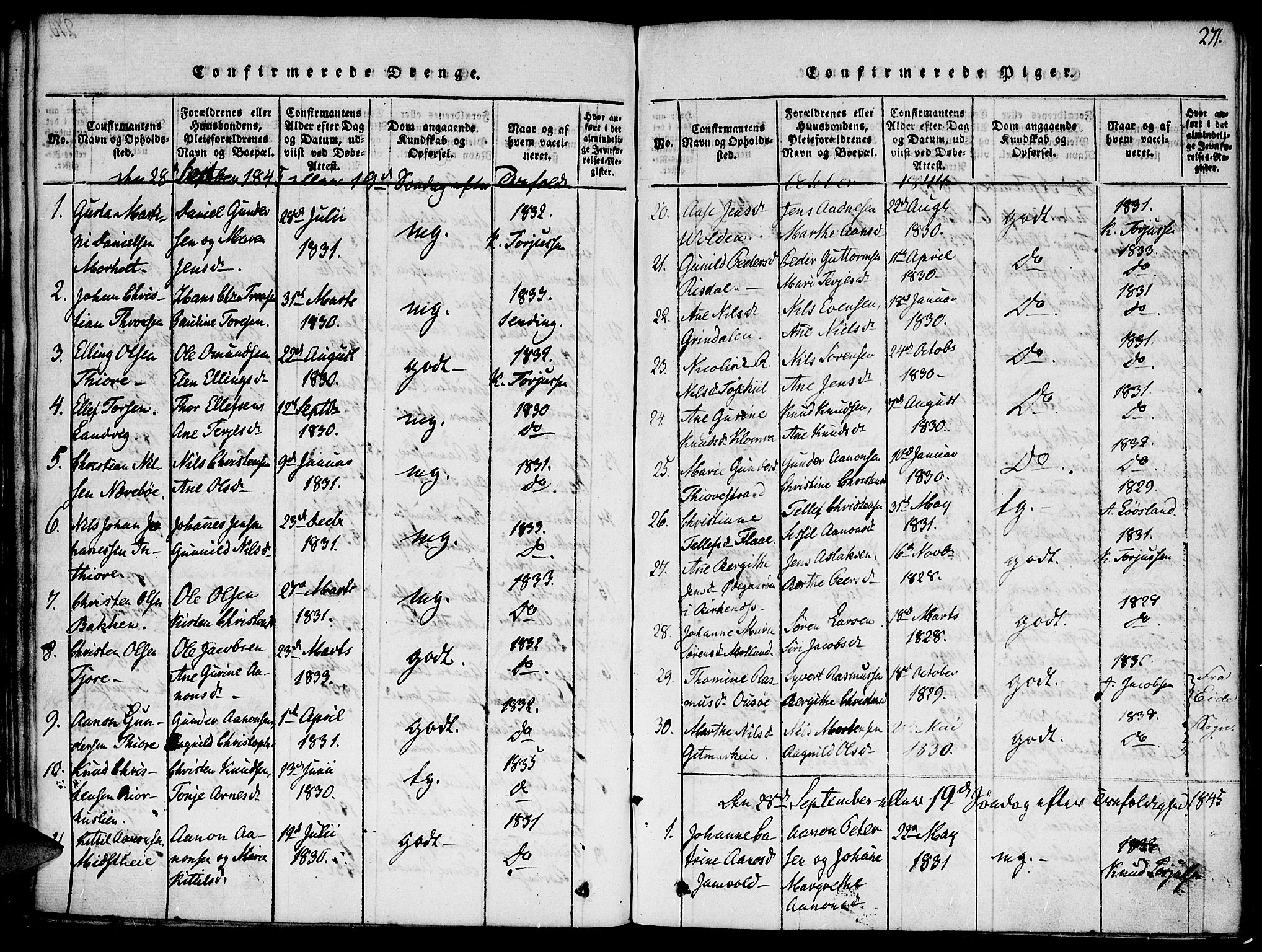 Hommedal sokneprestkontor, SAK/1111-0023/F/Fa/Fab/L0003: Parish register (official) no. A 3, 1815-1848, p. 271