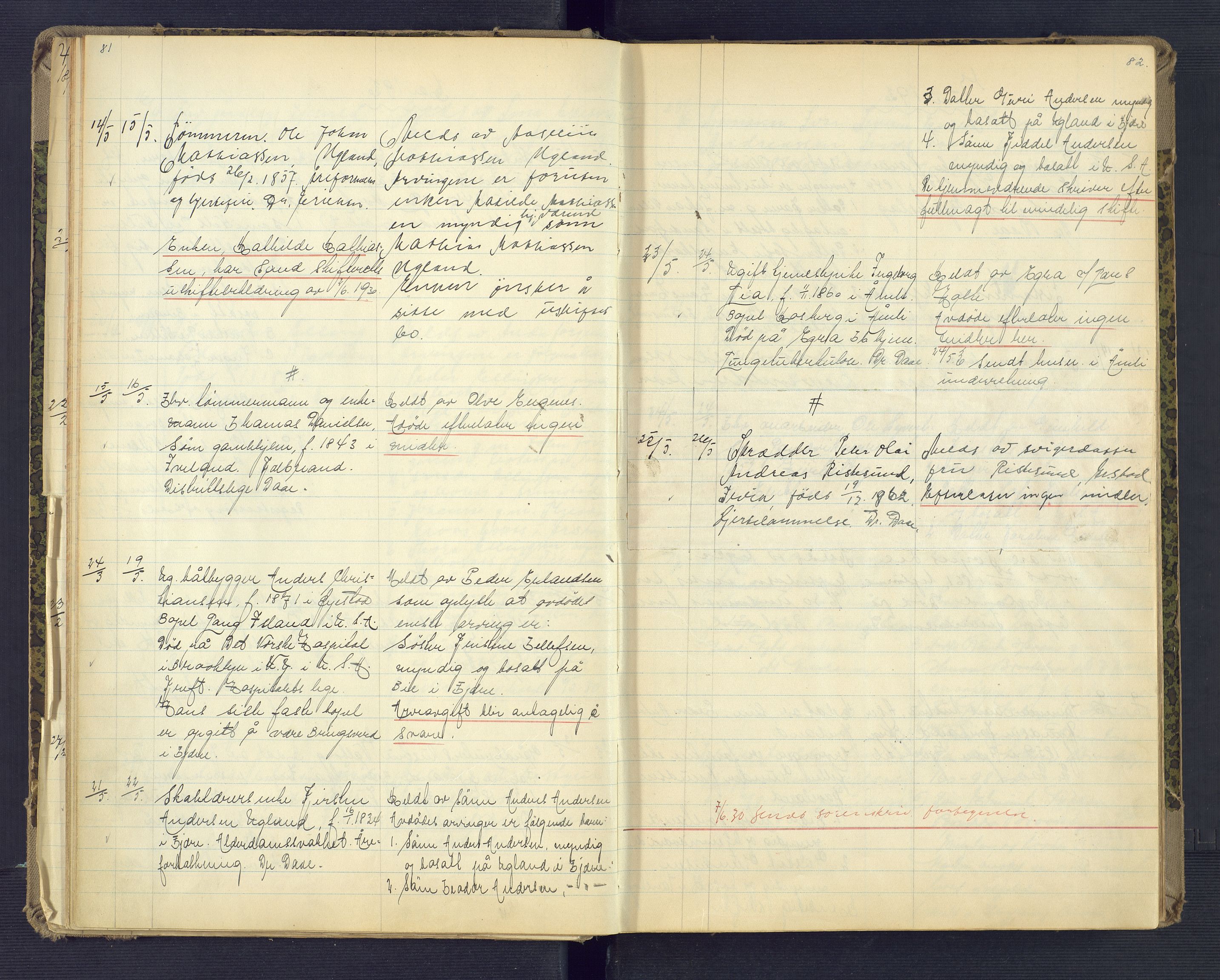 Landvik og Fjære lensmannskontor, AV/SAK-1241-0027/F/Fe/L0003: Anmeldte dødsfall nr 32, 1926-1935, p. 81-82