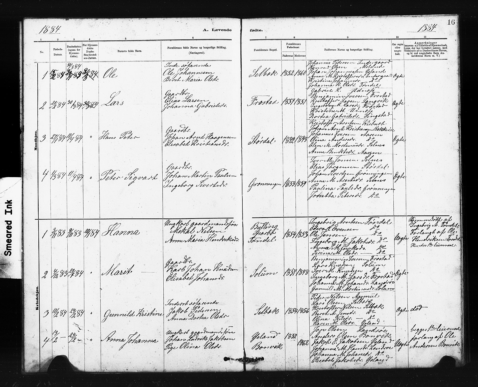 Ministerialprotokoller, klokkerbøker og fødselsregistre - Sør-Trøndelag, SAT/A-1456/663/L0761: Parish register (copy) no. 663C01, 1880-1893, p. 16