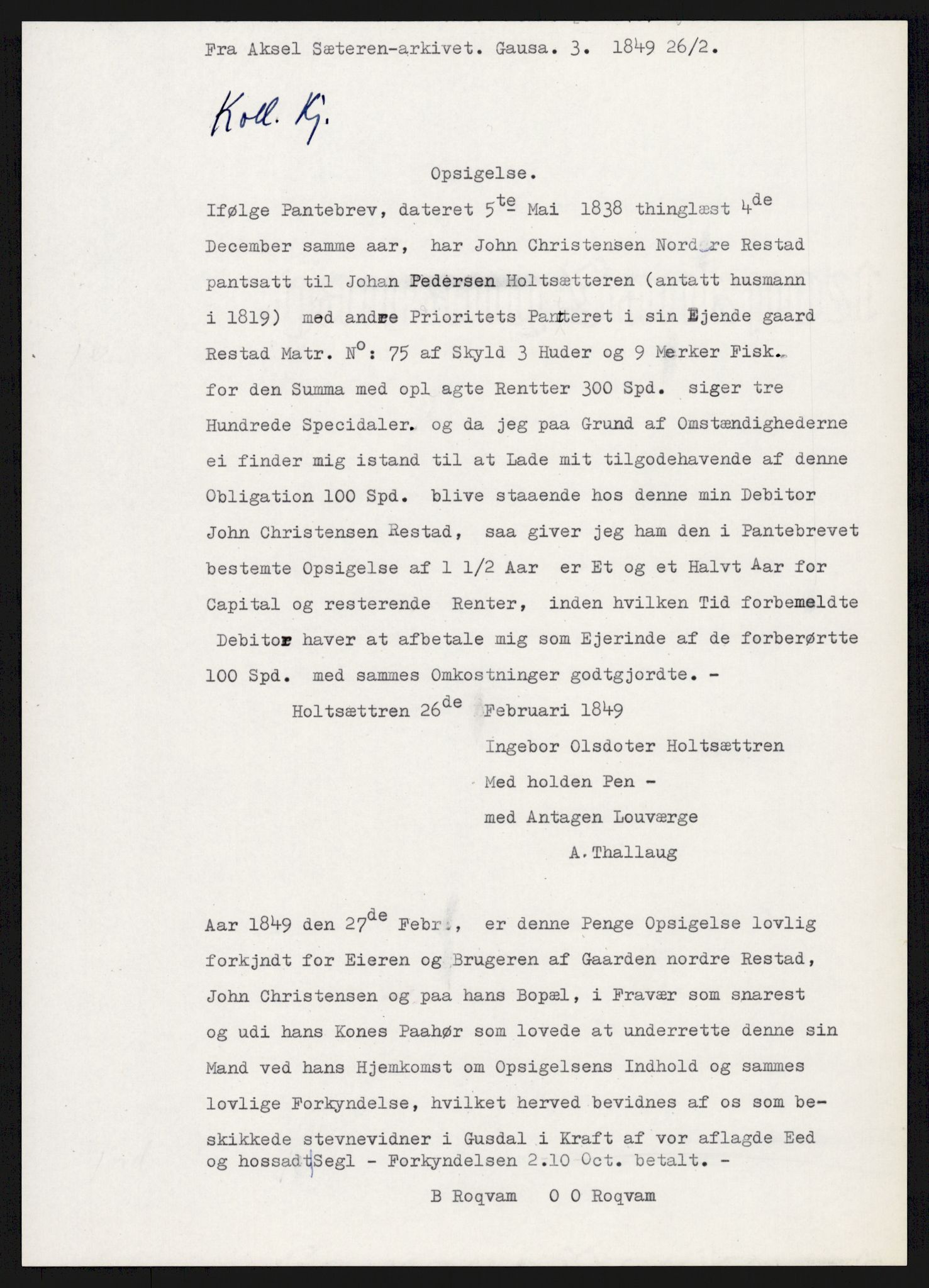 Samlinger til kildeutgivelse, Amerikabrevene, AV/RA-EA-4057/F/L0015: Innlån fra Oppland: Sæteren - Vigerust, 1838-1914, p. 21