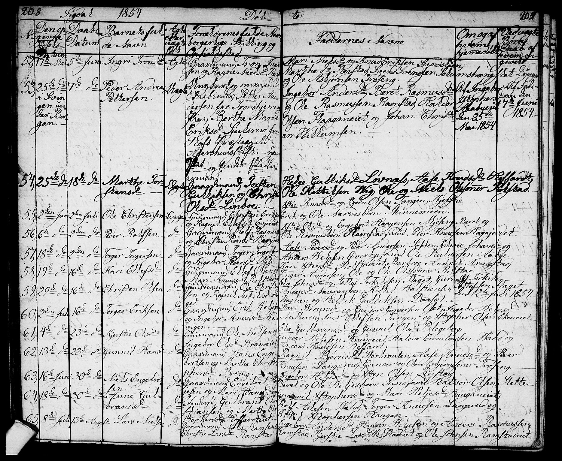 Sigdal kirkebøker, SAKO/A-245/G/Ga/L0002: Parish register (copy) no. I 2, 1835-1856, p. 208-209