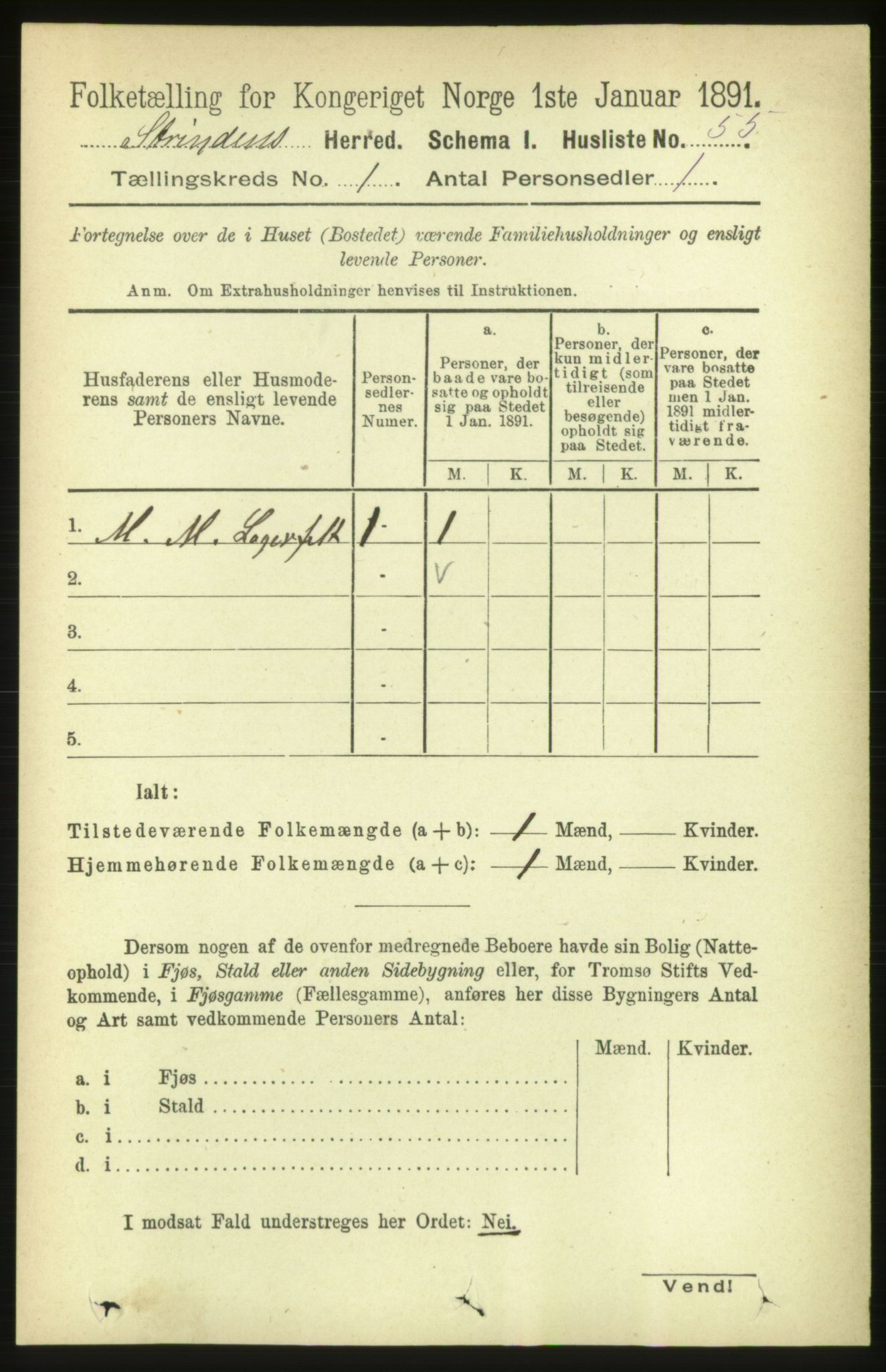 RA, 1891 census for 1660 Strinda, 1891, p. 101