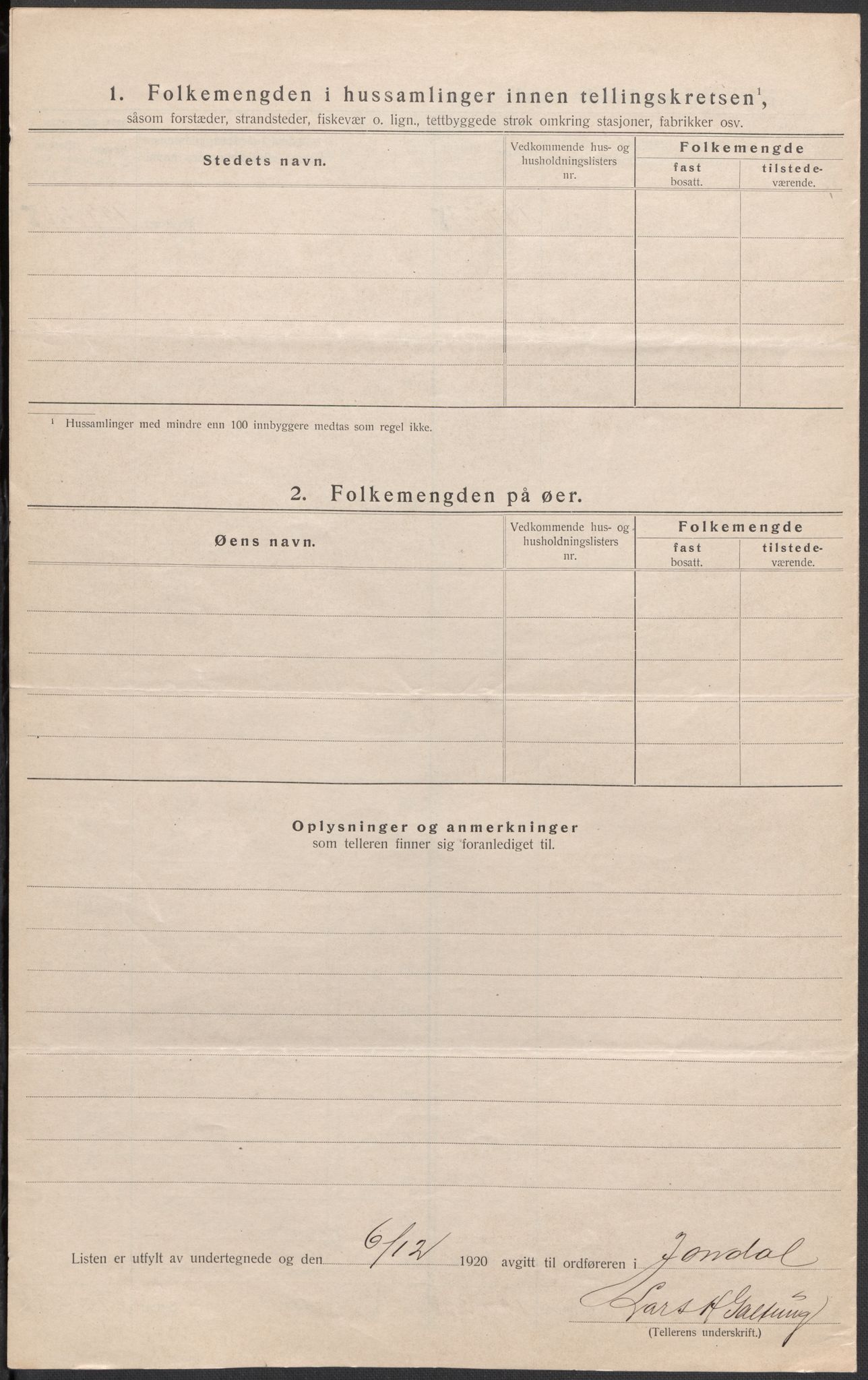 SAB, 1920 census for Jondal, 1920, p. 25