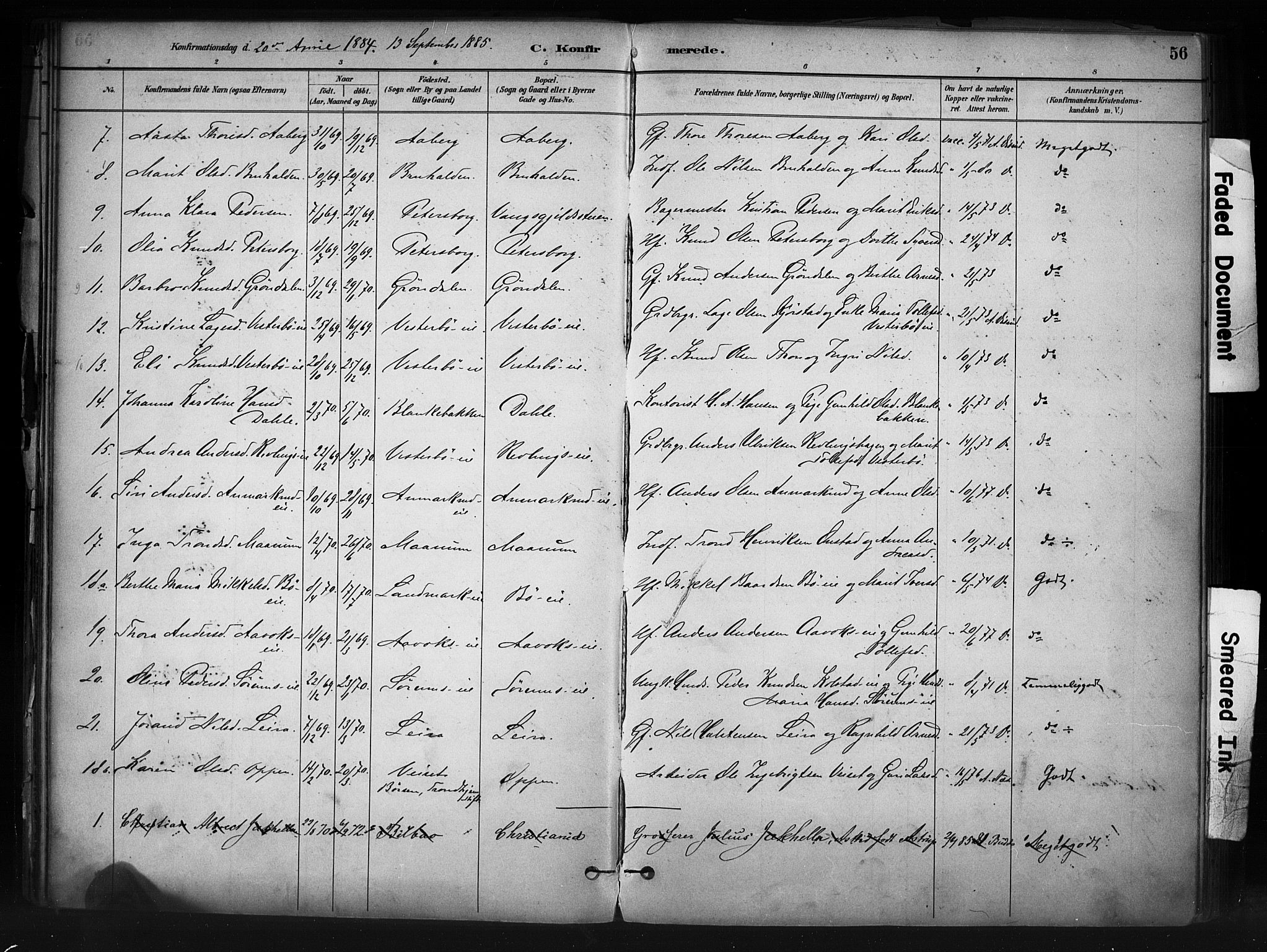 Nord-Aurdal prestekontor, AV/SAH-PREST-132/H/Ha/Haa/L0013: Parish register (official) no. 13, 1883-1895, p. 56