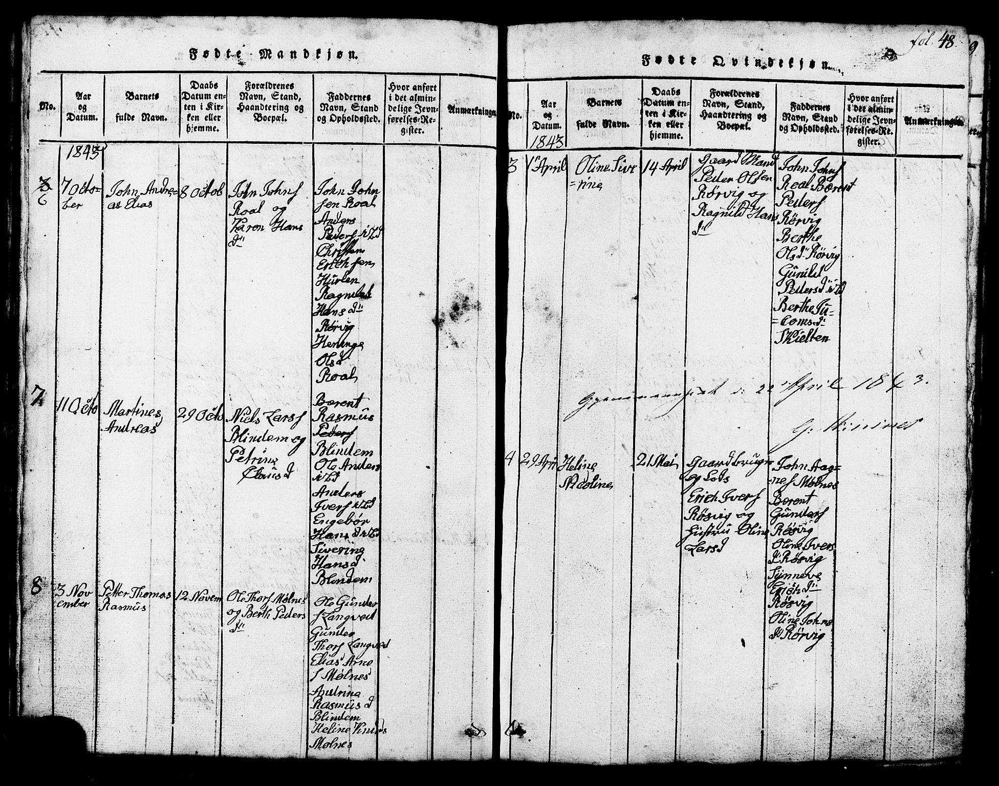Ministerialprotokoller, klokkerbøker og fødselsregistre - Møre og Romsdal, SAT/A-1454/537/L0520: Parish register (copy) no. 537C01, 1819-1868, p. 48