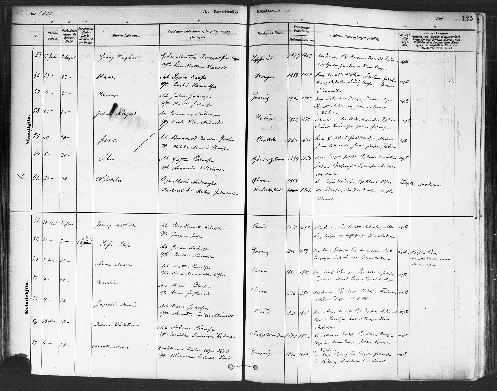 Onsøy prestekontor Kirkebøker, SAO/A-10914/F/Fa/L0005: Parish register (official) no. I 5, 1878-1898, p. 125