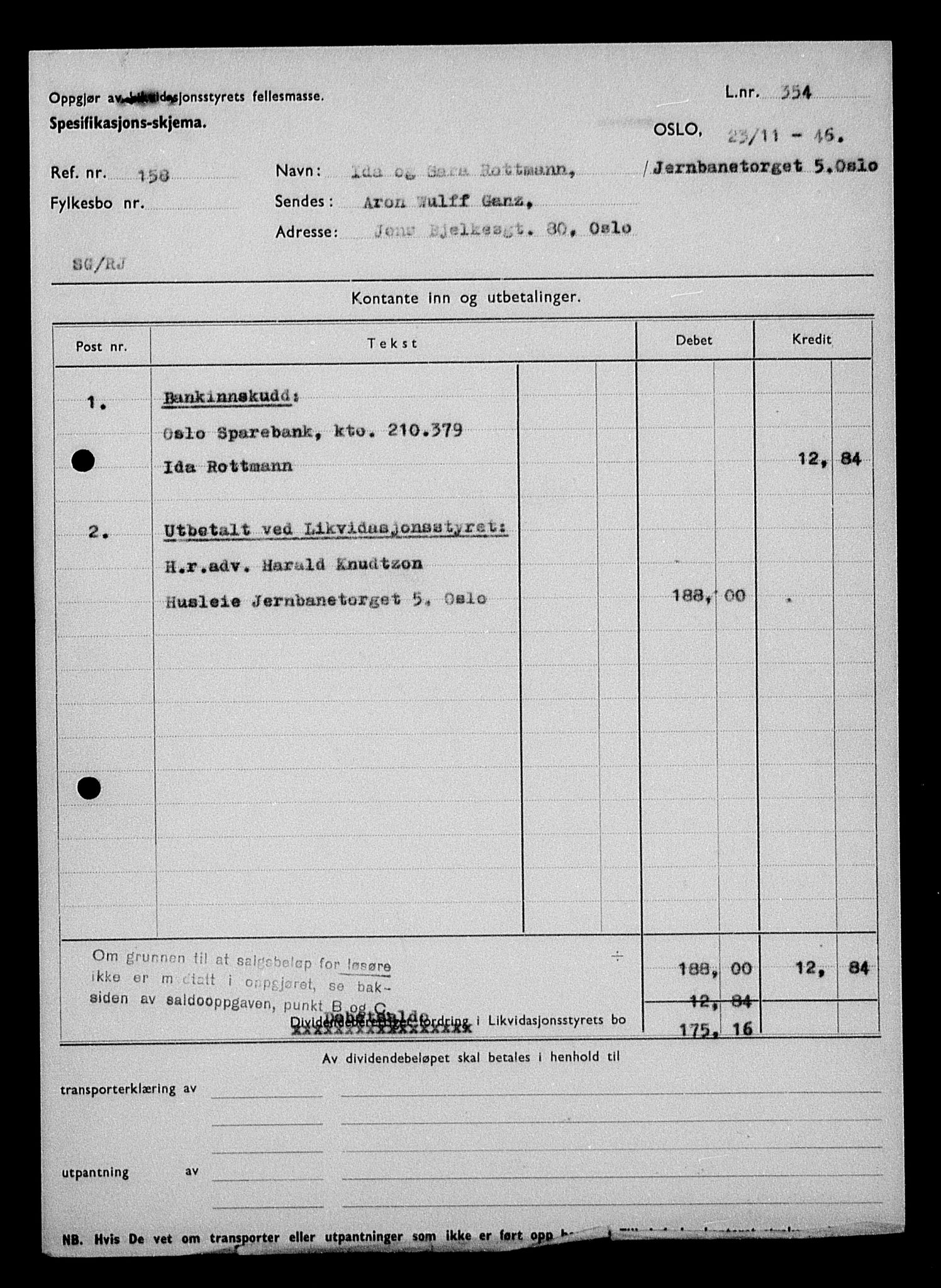 Justisdepartementet, Tilbakeføringskontoret for inndratte formuer, AV/RA-S-1564/H/Hc/Hcc/L0975: --, 1945-1947, p. 42