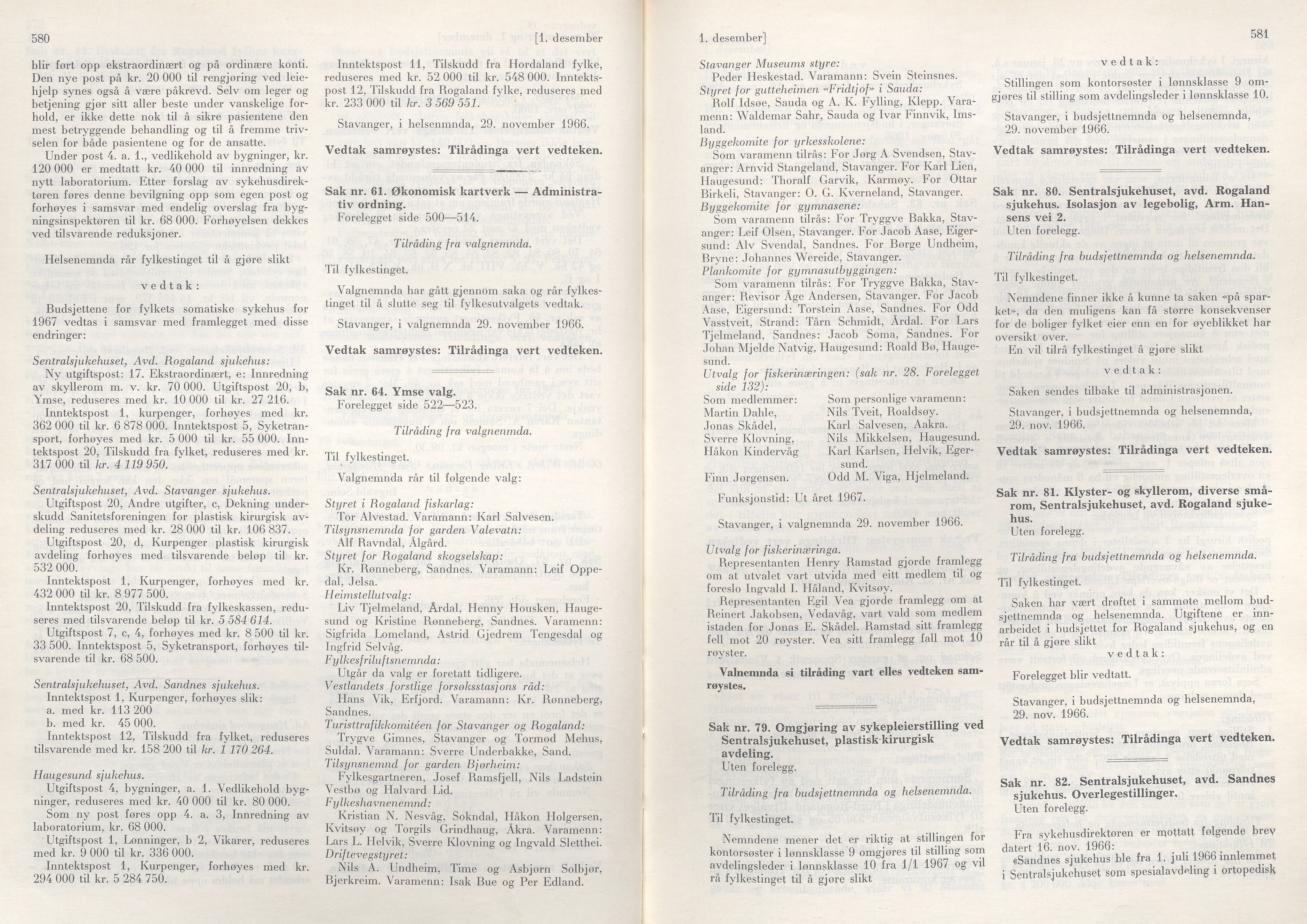 Rogaland fylkeskommune - Fylkesrådmannen , IKAR/A-900/A/Aa/Aaa/L0086: Møtebok , 1966, p. 580-581