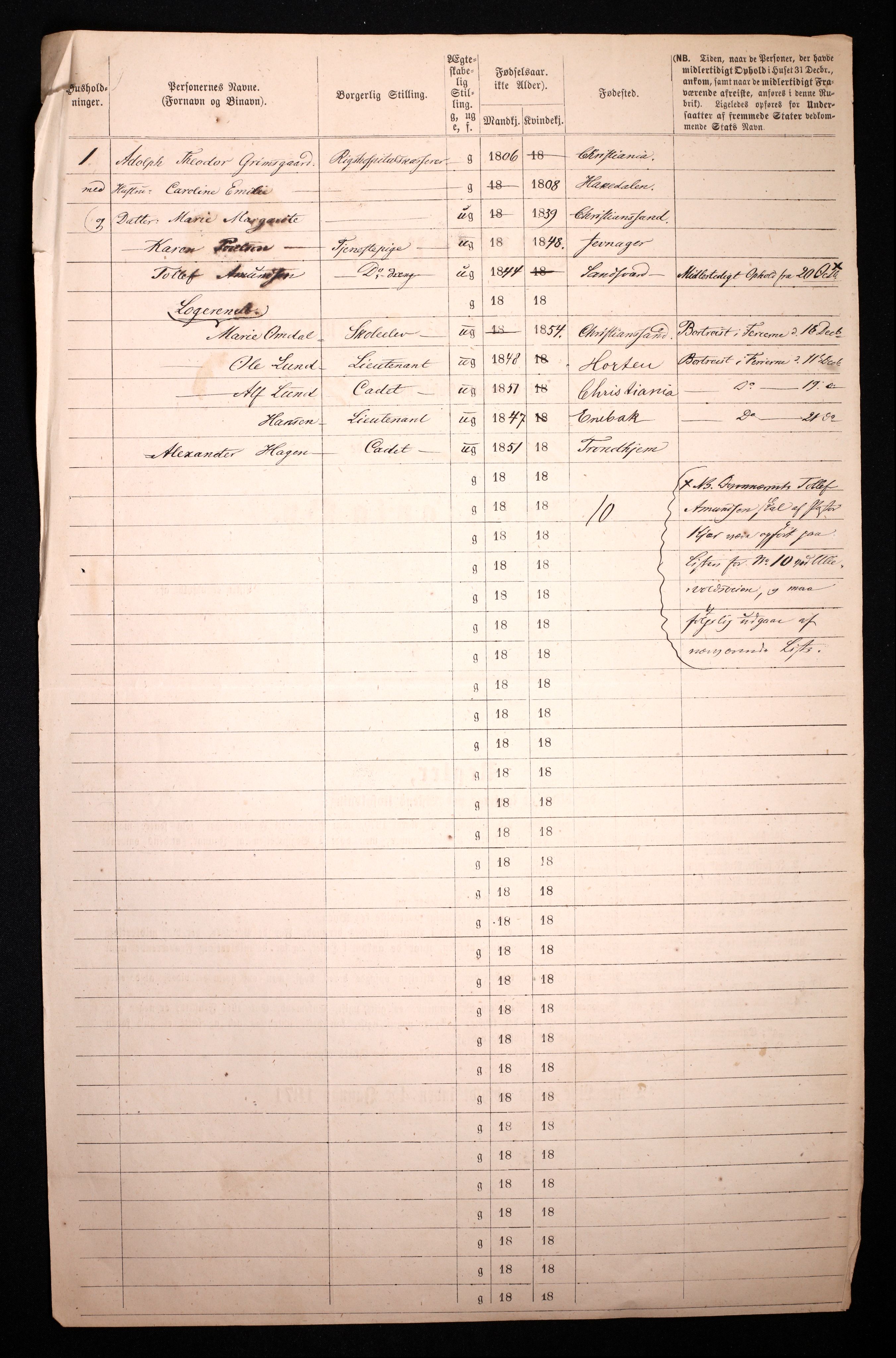 RA, 1870 census for 0301 Kristiania, 1870, p. 4498