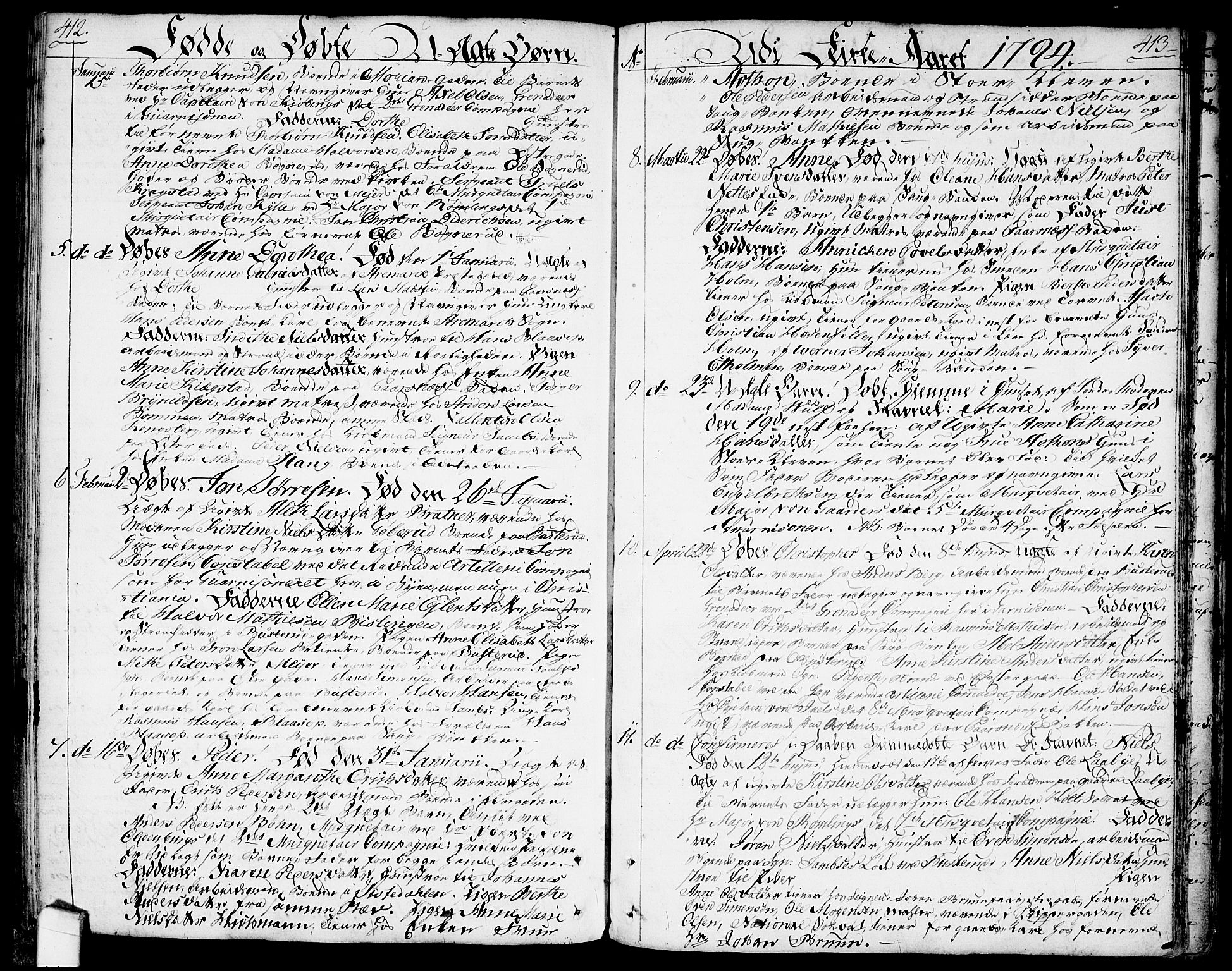 Halden prestekontor Kirkebøker, SAO/A-10909/F/Fa/L0002: Parish register (official) no. I 2, 1792-1812, p. 412-413